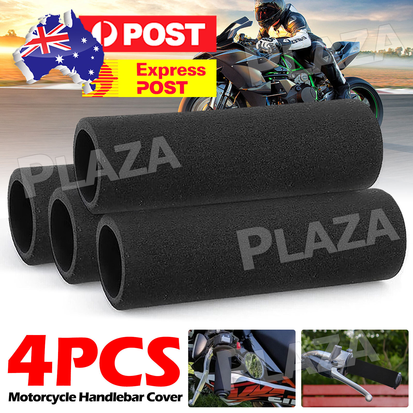 4PCS Motorcycle Handlebar Grip Cover Foam Black Non Slip Anti Vibration 12CM