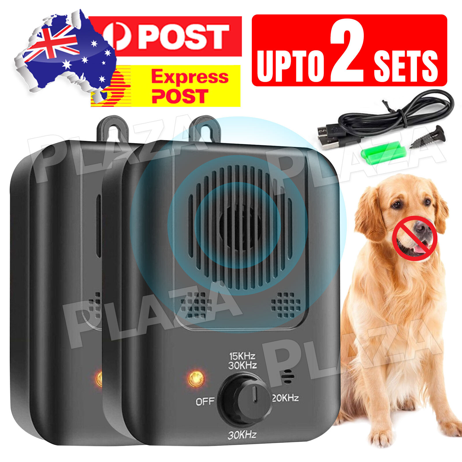 Ultrasonic Dog Barking Control Device Portable Handheld Black Plastic Trainer