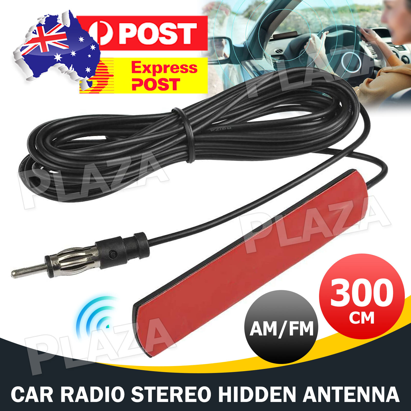 Hidden AM FM Radio Antenna powered amplifier 300CM Black Car Truck Motorcycle