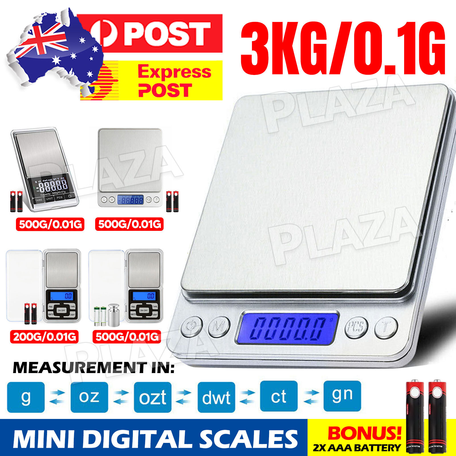 3kg/0.1g Kitchen Digital Scale LCD Food Weight Postal White Tare Counting Mini