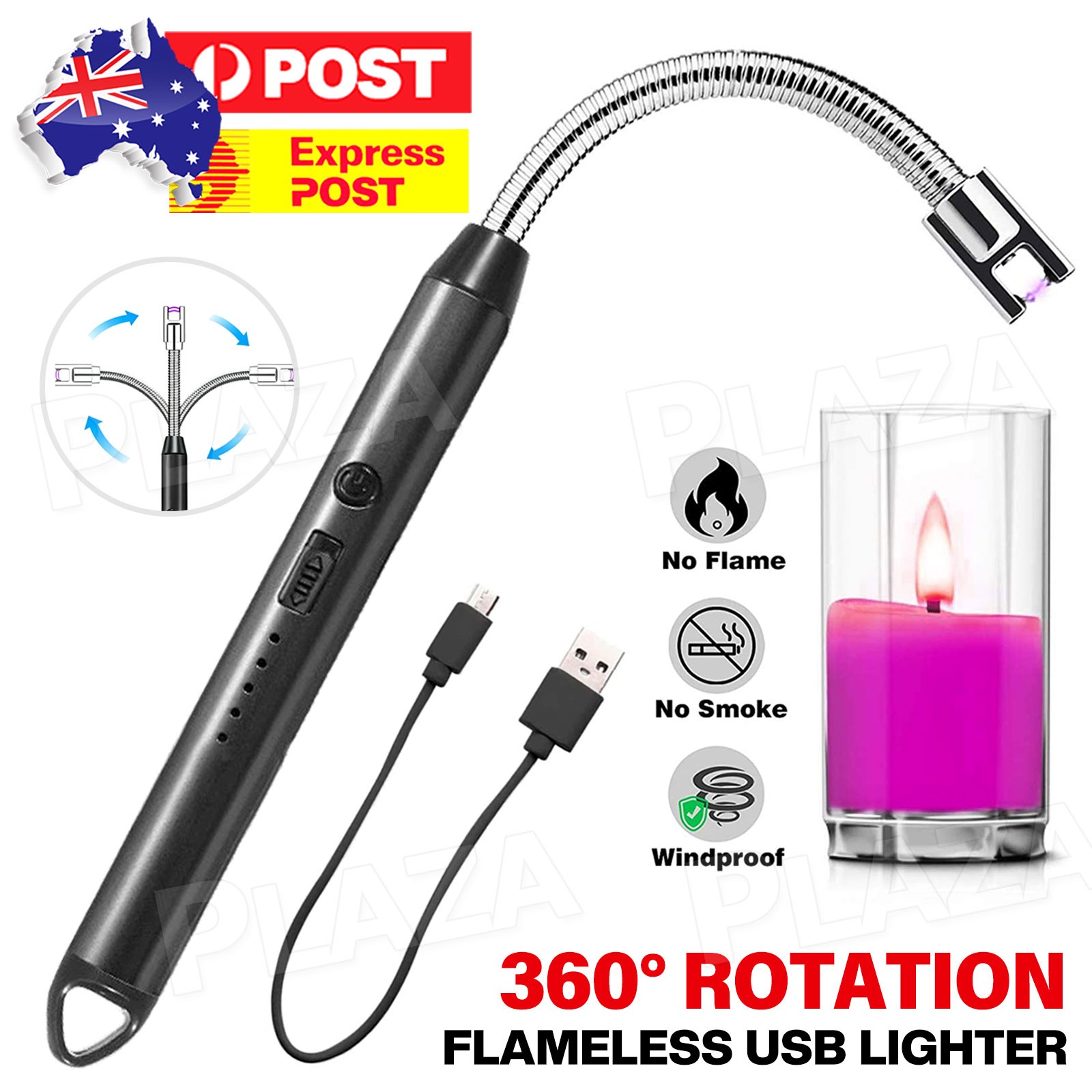 Plasma ARC USB Flameless Lighter Flexible Neck Rechargeable BBQ Candle Kitchen
