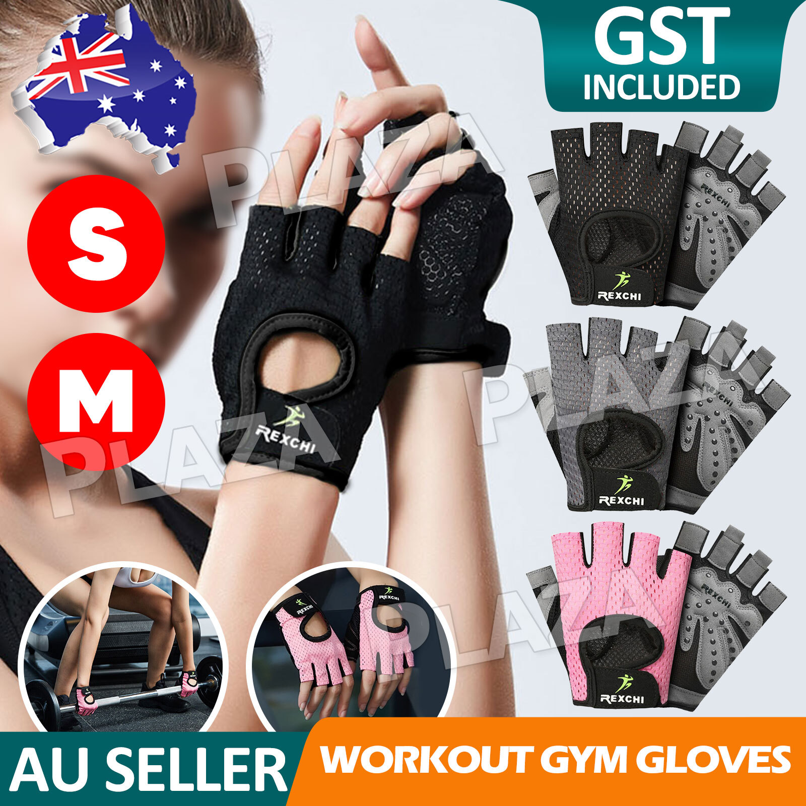 Women Fitness Gym Training Gloves Half Finger Weighted S/M Black Wrist Wrap