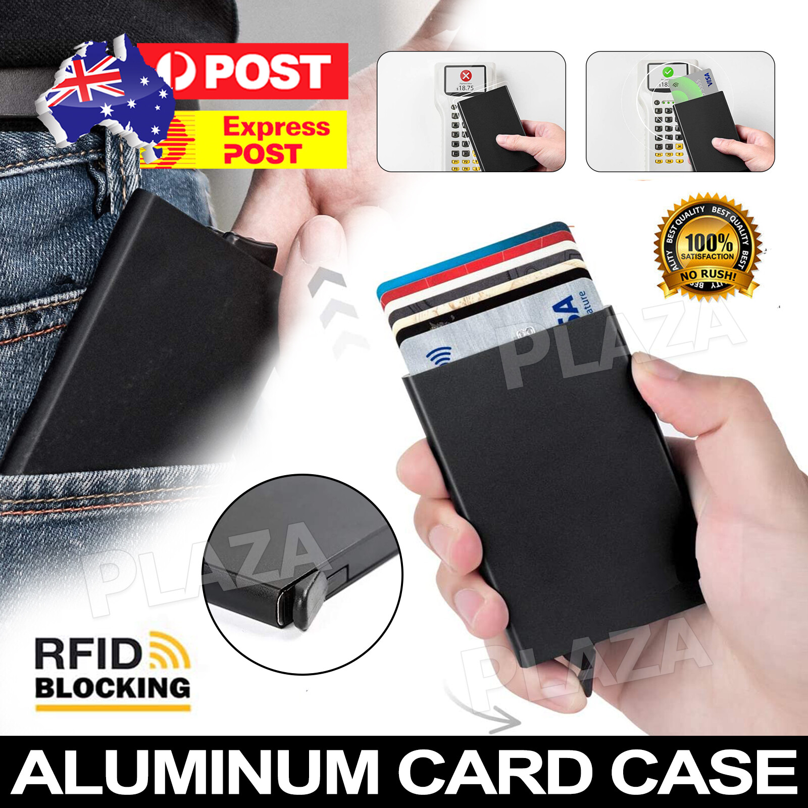 RFID Blocking Aluminum Slim Wallet ID Credit Card Holder Case Protector Black