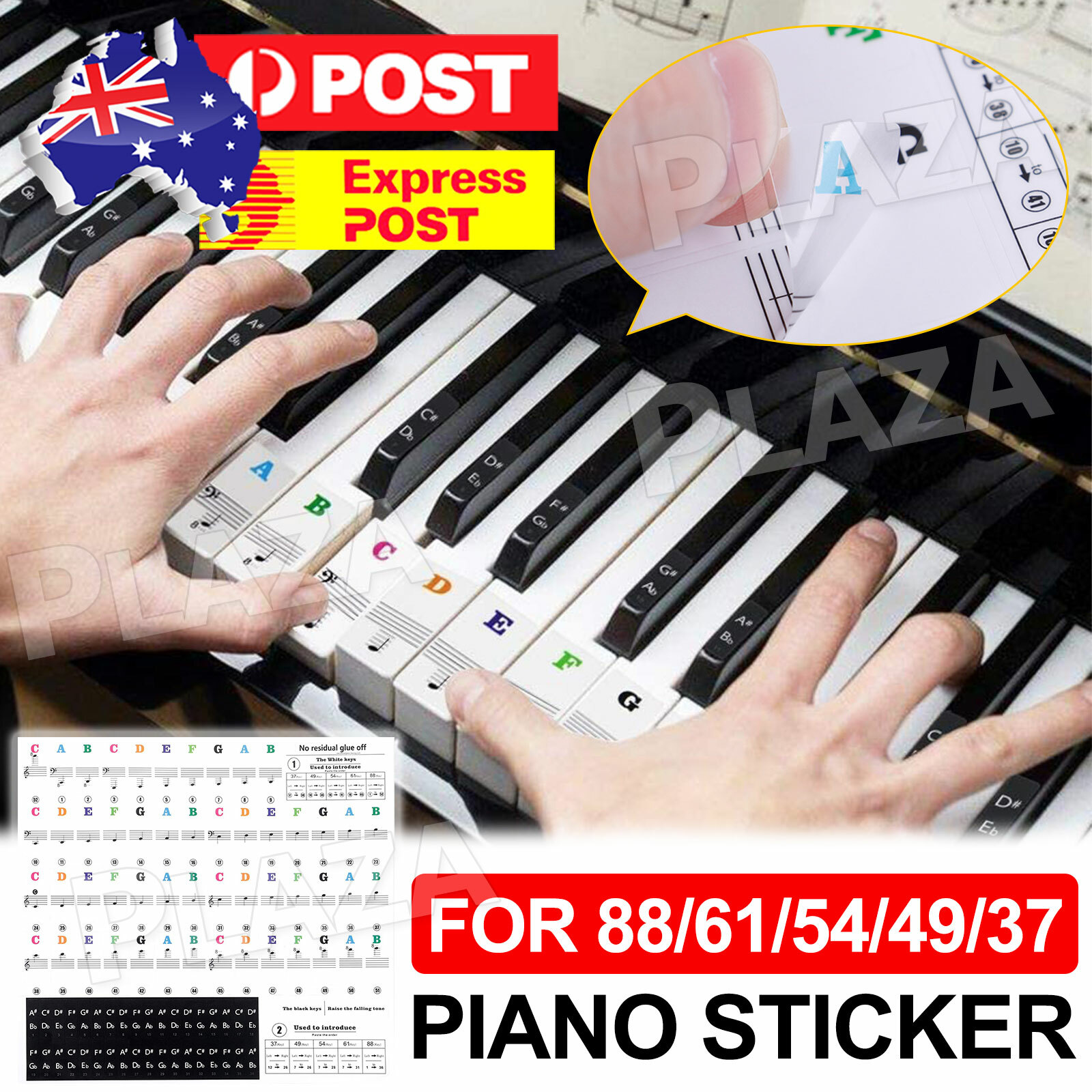Transparent Piano Keyboard Stickers 88 Keys Plastic Learner Labels Can Remove