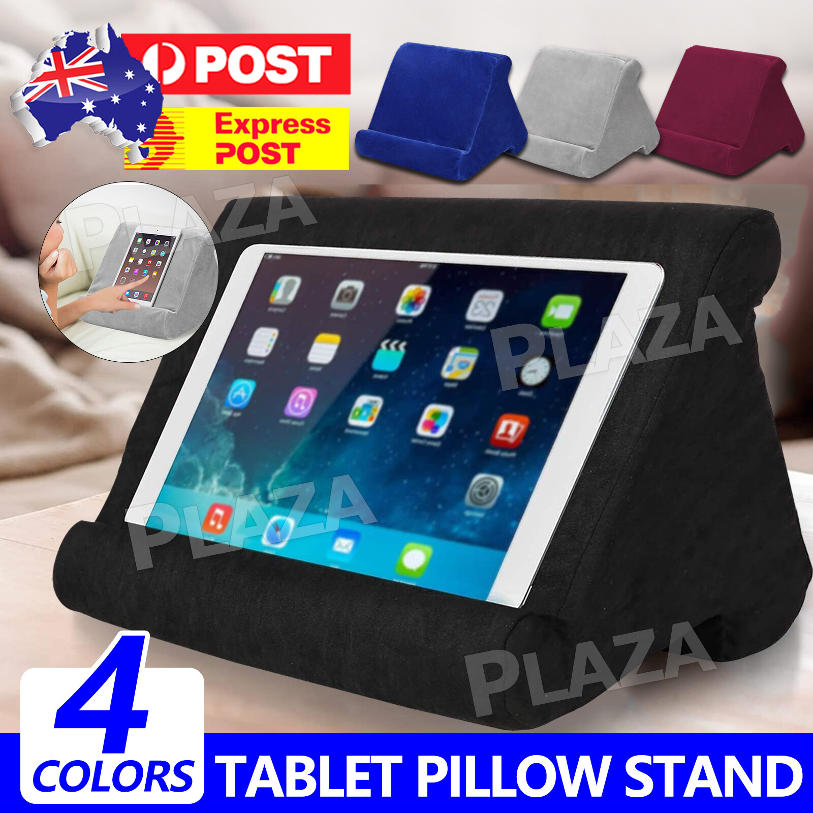 Universal Tablet Pillow Stand Folding Black Linen Cotton Book Reader Holder