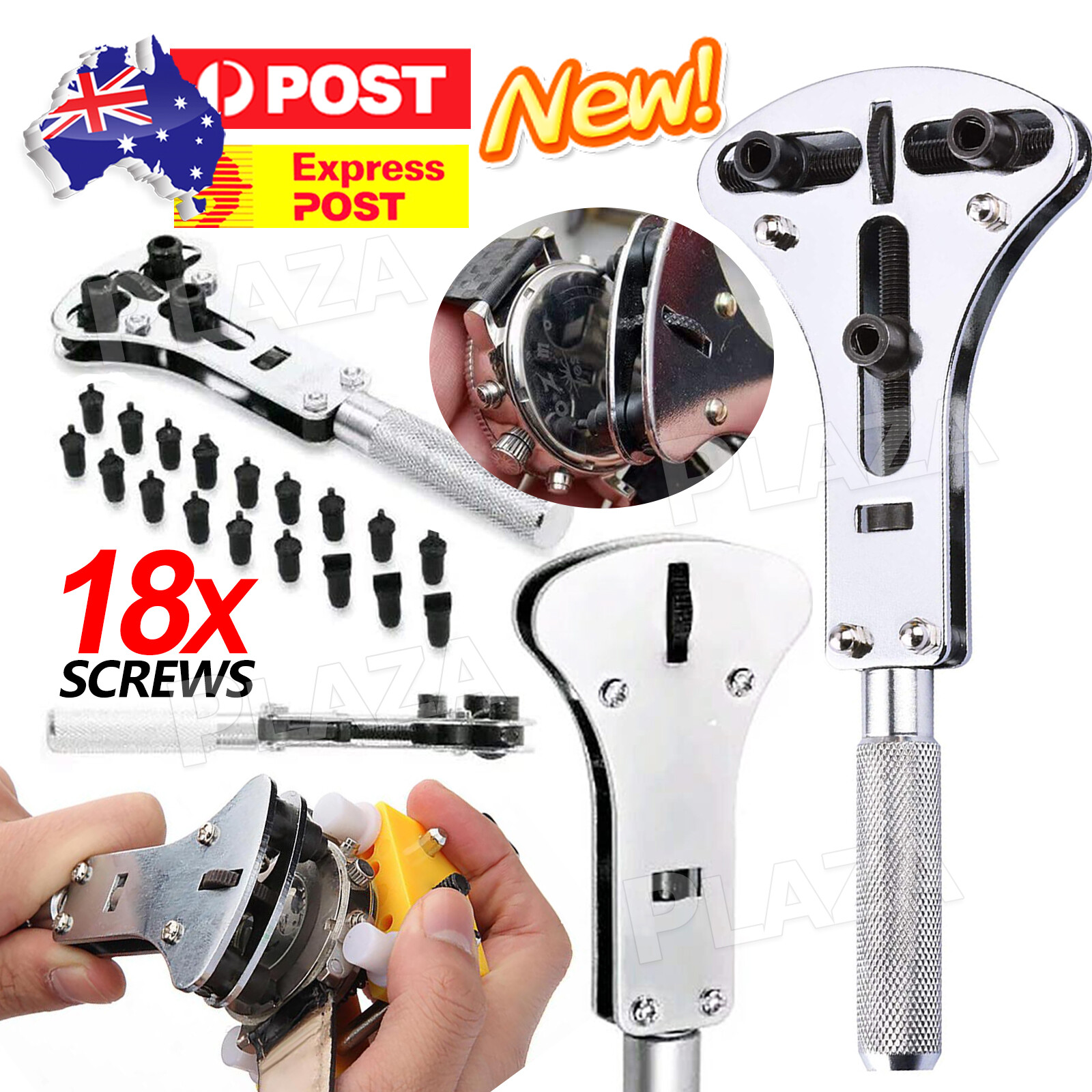 Watch Back Case Opener Kit Adjustable Wrench Screw Remover Repair CRV 140mm 18x