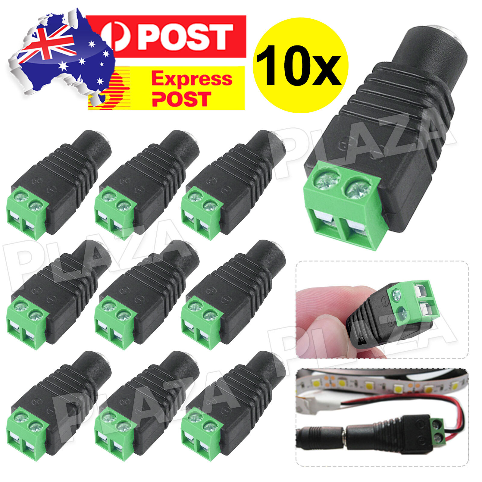 10X 10in1 DC12V 2.1mm DC Female Jack Adaptor Plug For 3528 5050 LED Strip Light