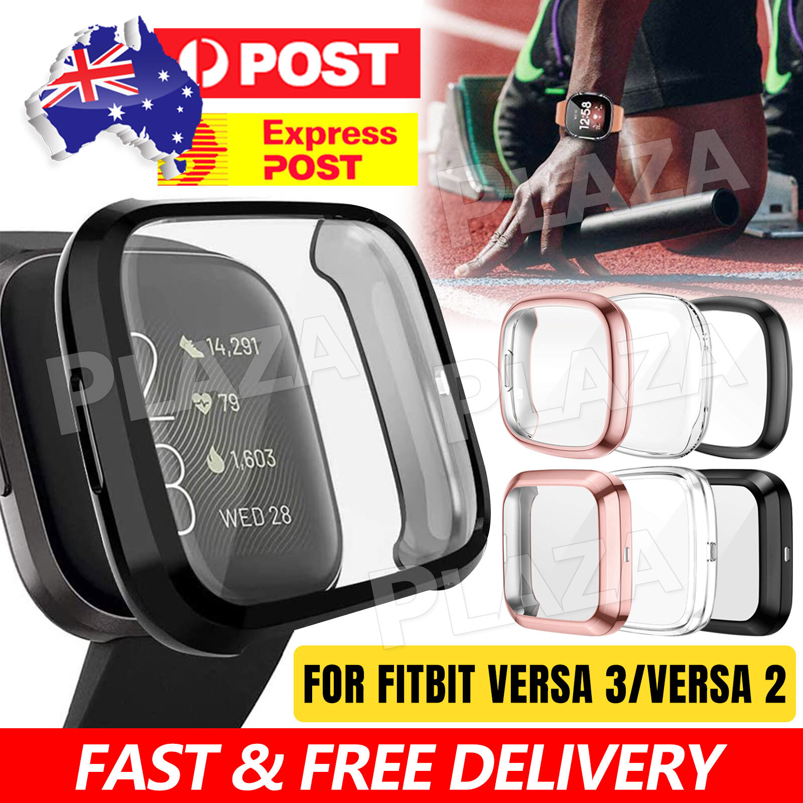 Fitbit Versa 3 2 Sense TPU Screen Protector Case Full Coverage Soft Silicone