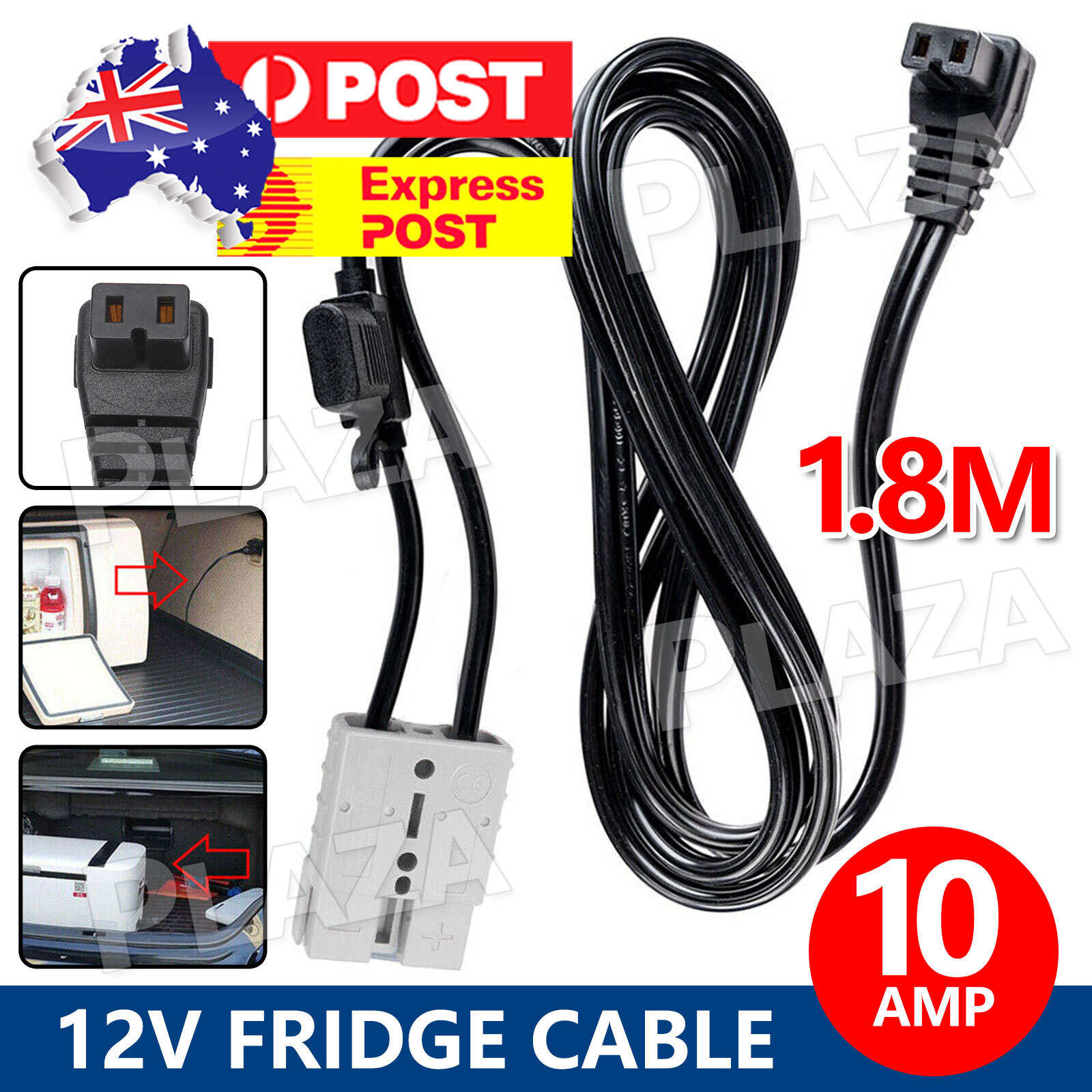 12V Fridge Cable C11 Plug 1.8M 14AWG 50A Anderson-Style 15A Fuse Waeco Kings