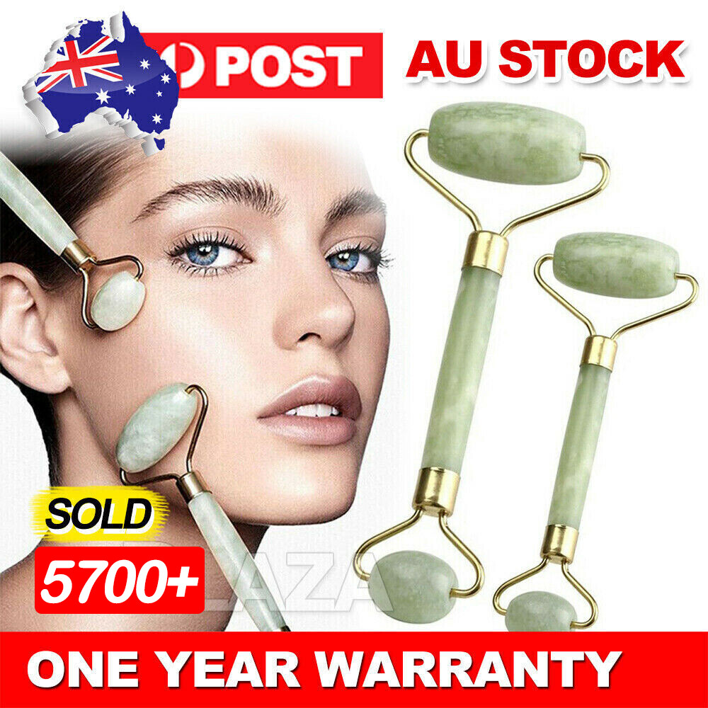 Natural Jade Face Roller Facial Massager Green Anti-ageing Guasha Handheld 15cm