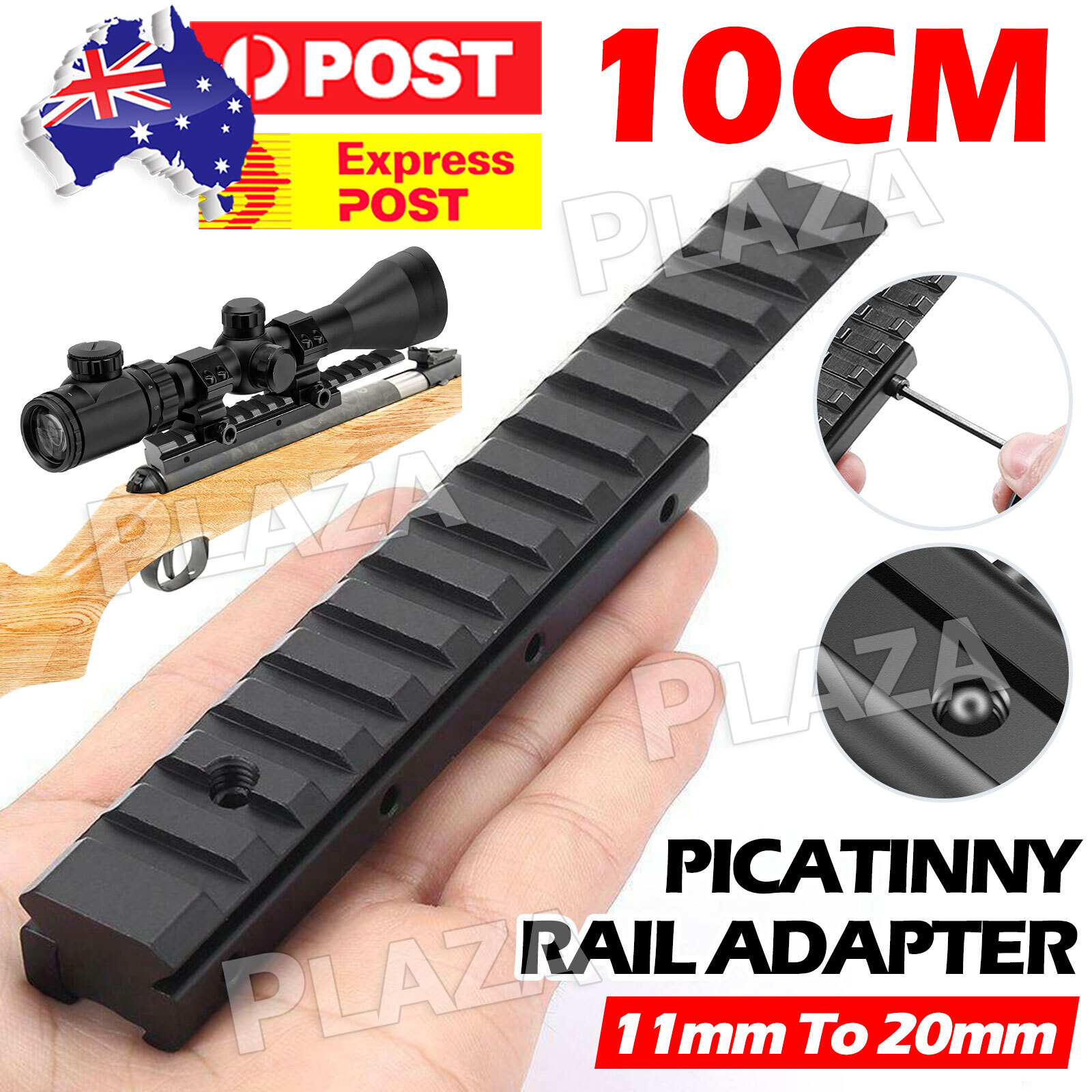 11mm to 20mm Dovetail Weaver Picatinny Rail Adapter Scope Mount Base 10CM Black