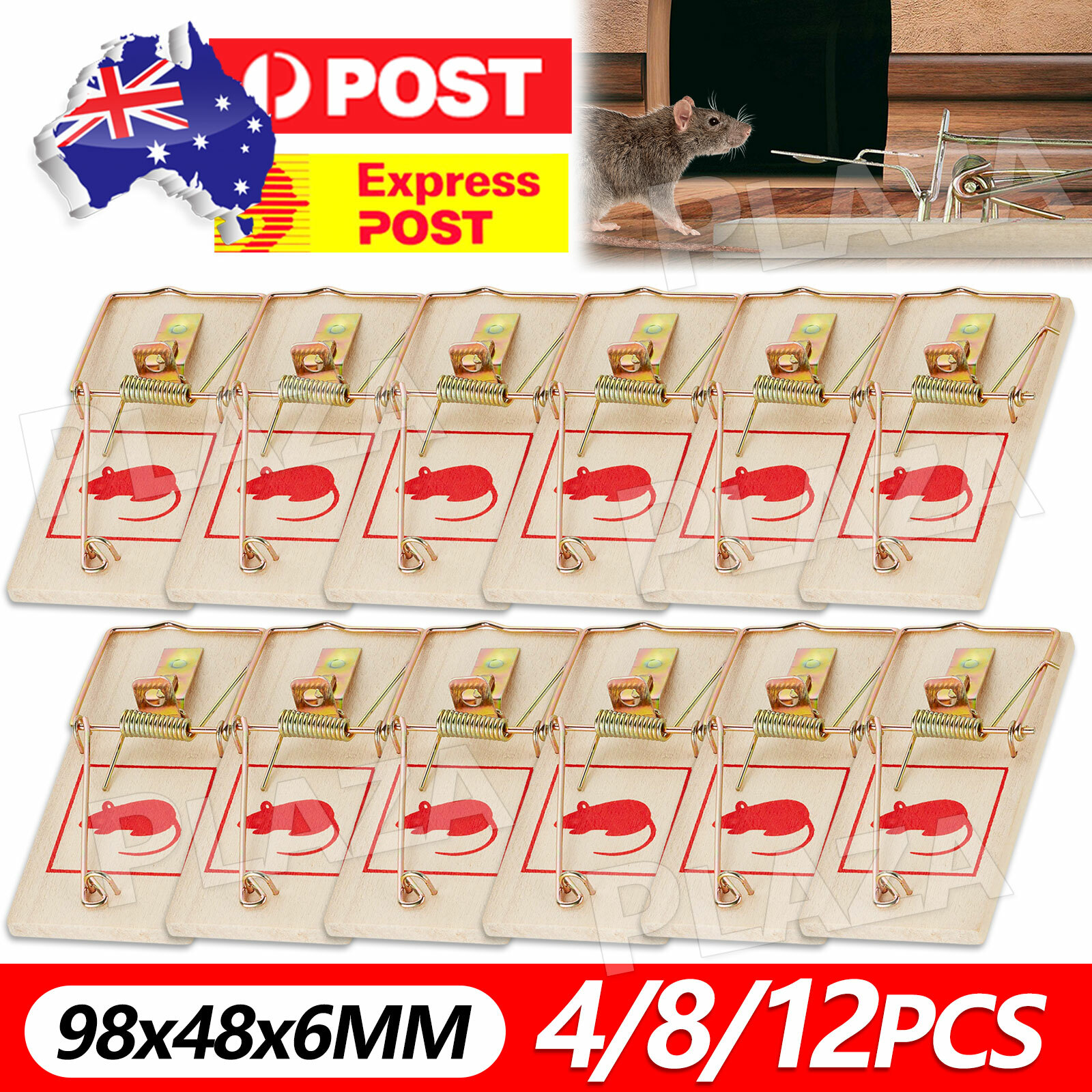 Wooden Mouse Trap Reusable Traditional Catch Traps 4pcs Size 9.8 4.8cm Outdoor