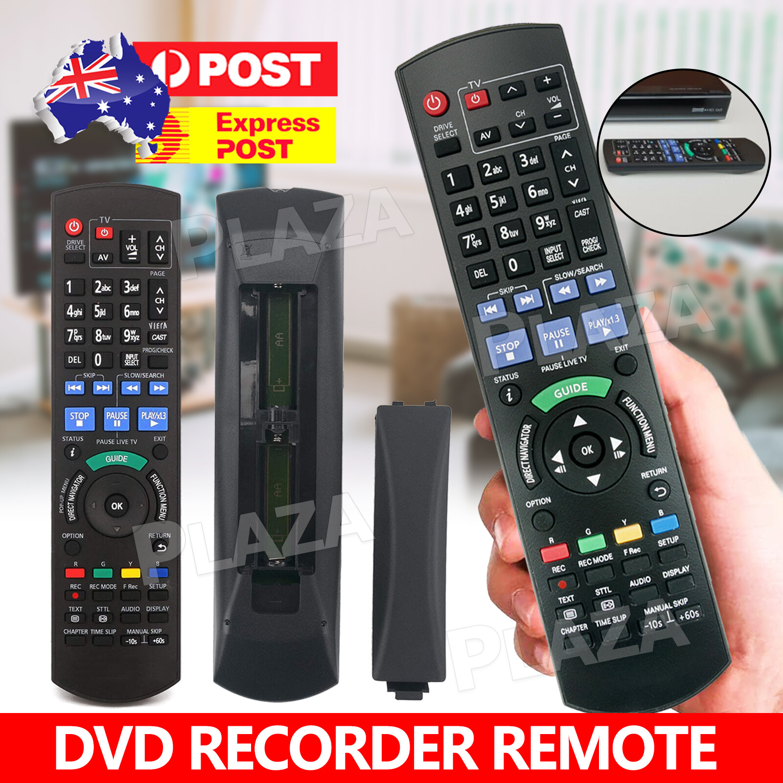 Panasonic DVD Recorder Remote N2QAYB000479 Infrared Black DMR-XW385 DMR-XW390