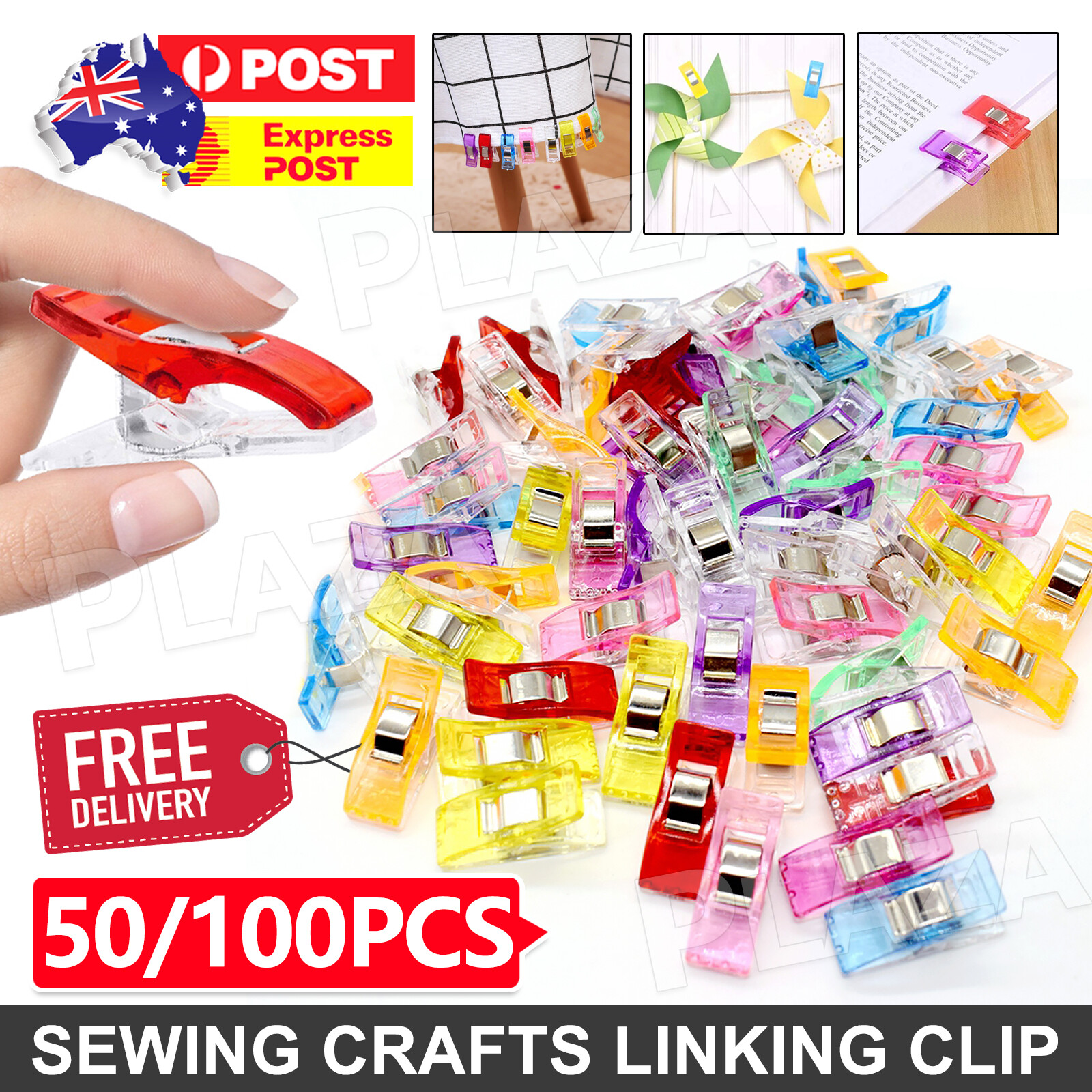50PCS Wonder Clips Fabric Quilting Crochet Sewing Tools 27mm Plastic Metal DIY