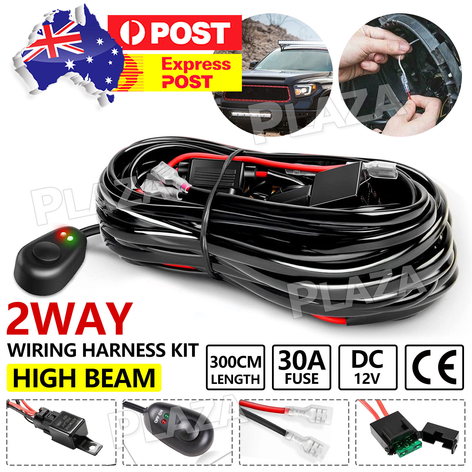 Wiring Harness Kit LB-40A-RELAY 12V 40A Relay 30A Fuse HID Driving Lights Loom