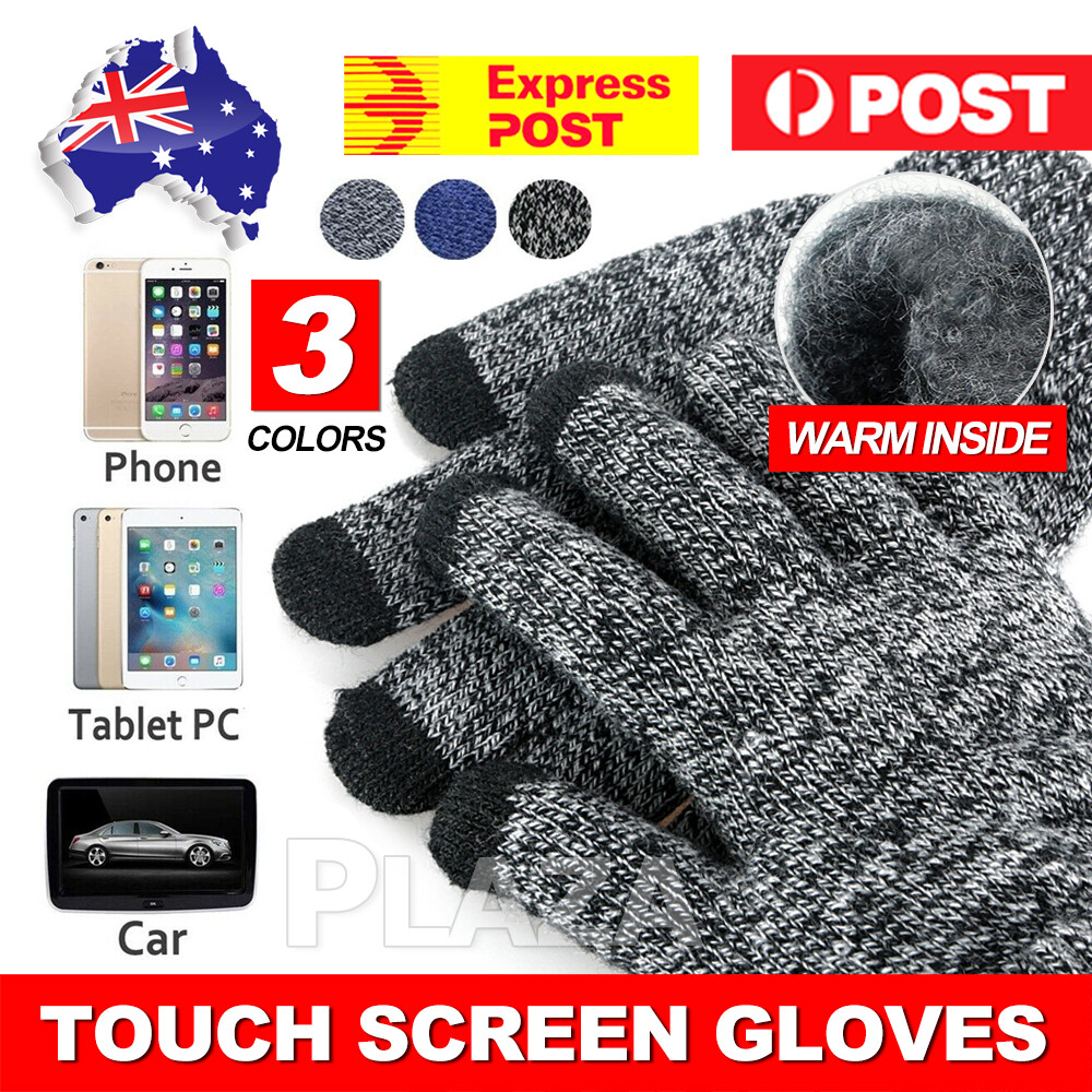 Women Winter Gloves Cashmere Blend Black Touch Screen Compatible One Size Soft