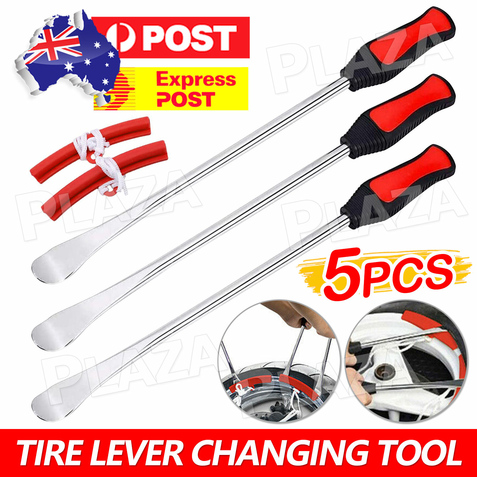 5IN1 Tyre Levers Motorcycle Motorbike Tool Red 29x3.3x2.5cm Rim Protector Kit