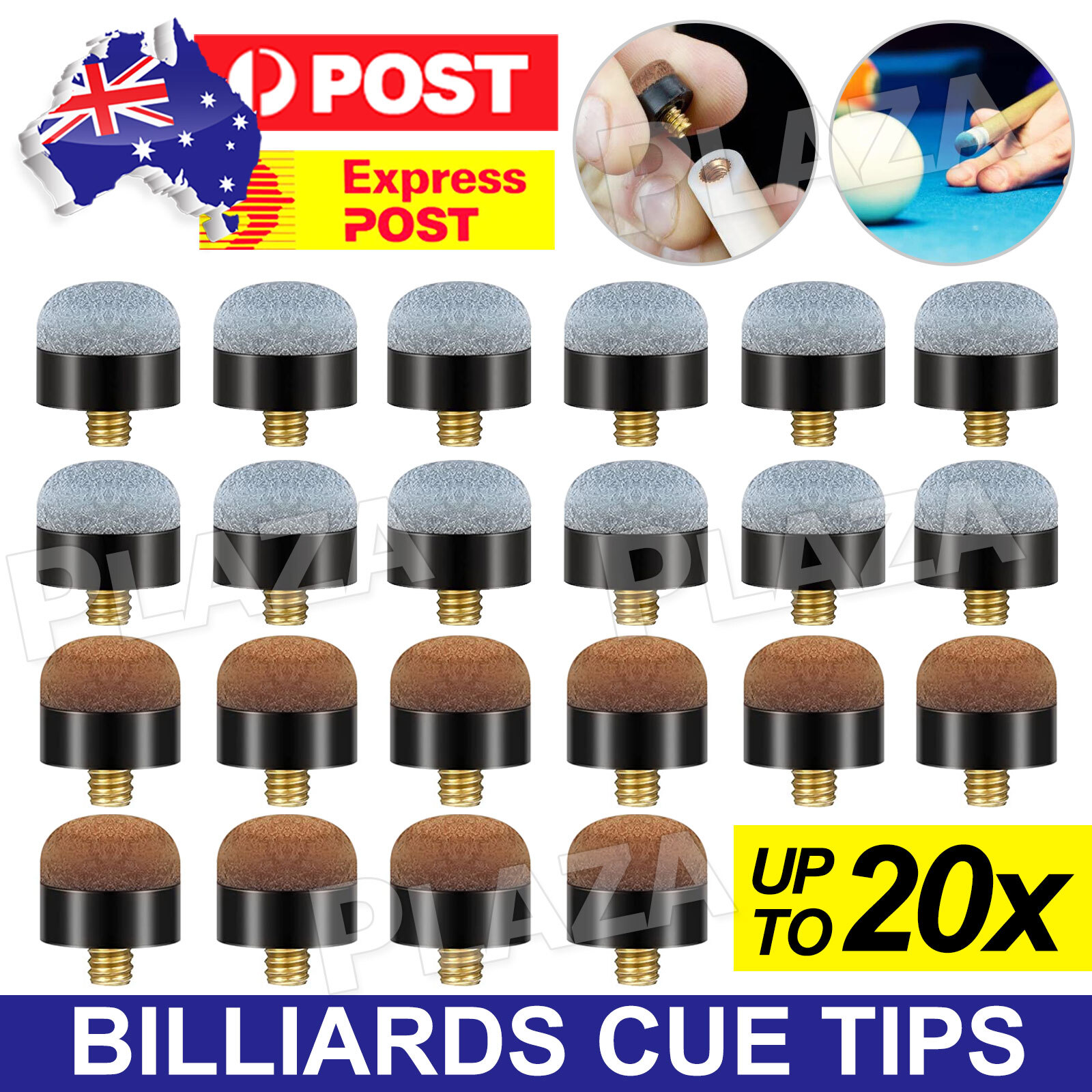 Commercial Screw On Billiard Cue Tips 10mm Soft Plastic Grey 10PCS replacement