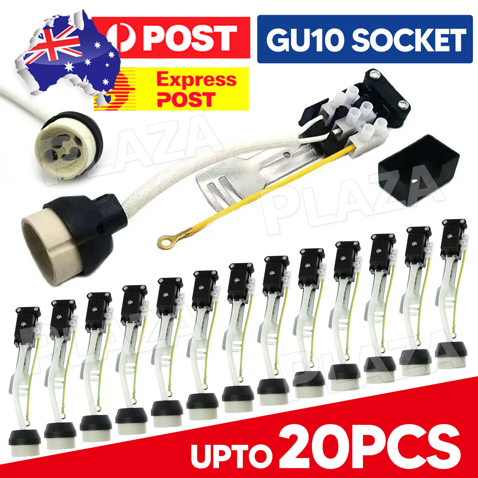GU10 Ceramic Socket Holder 2PCS Halogen LED CFL Bulb Downlight Fitting 220-240V