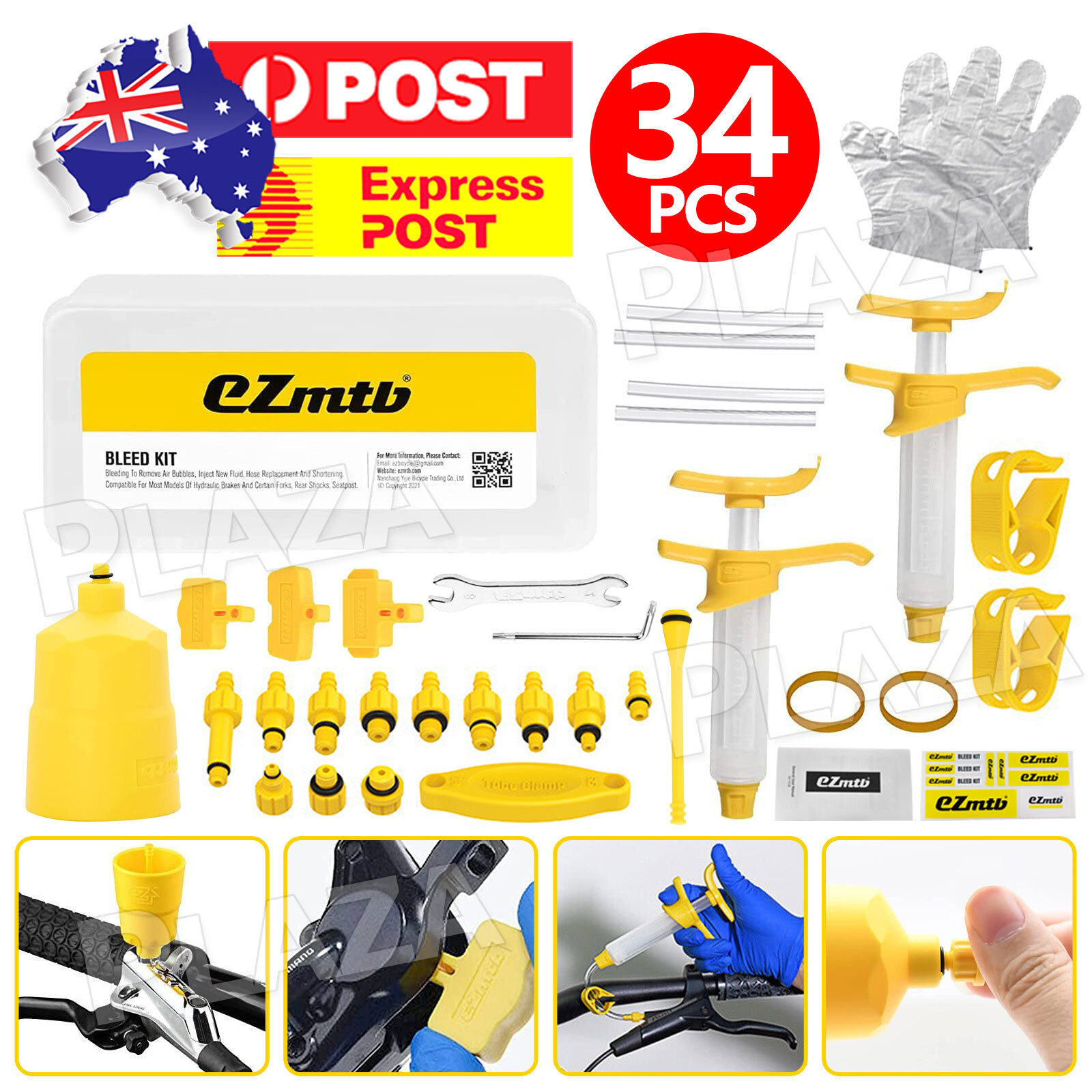 Bike Hydraulic Disc Brake Bleed Kit 34pcs Oil Filling Bottle MTB Shimano Sram
