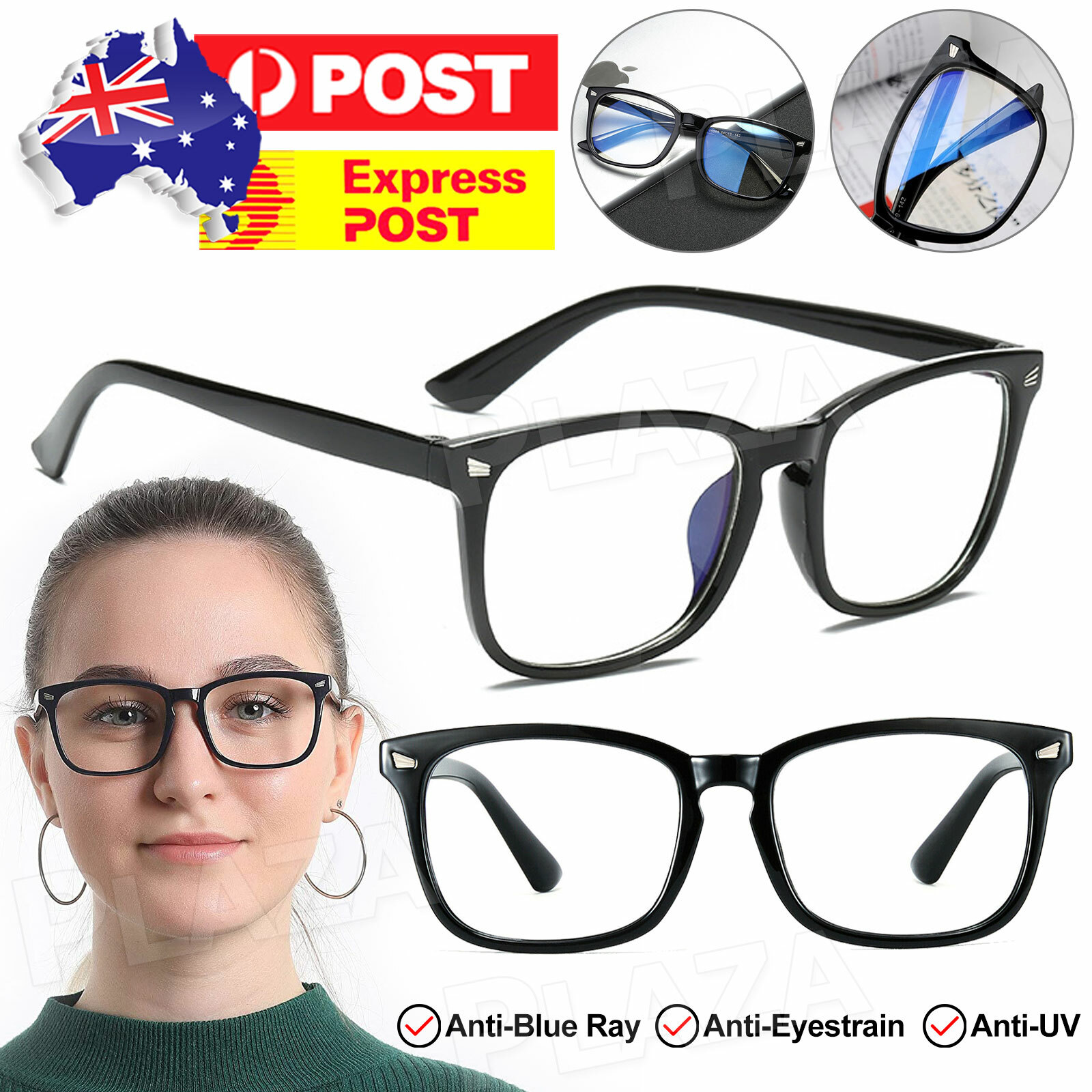 Blue Light Blocking Glasses Computer Gaming Anti Eyestrain Clear Black ABS 4