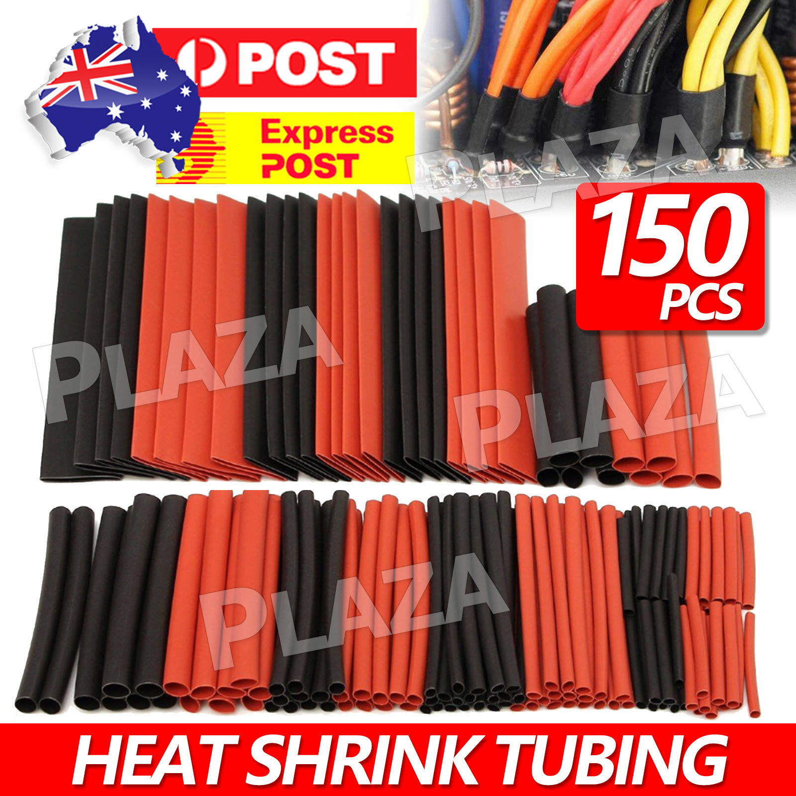150 PCS Polyolefin Heat Shrink Tubing Red Black Flame Retardant 1 Pack