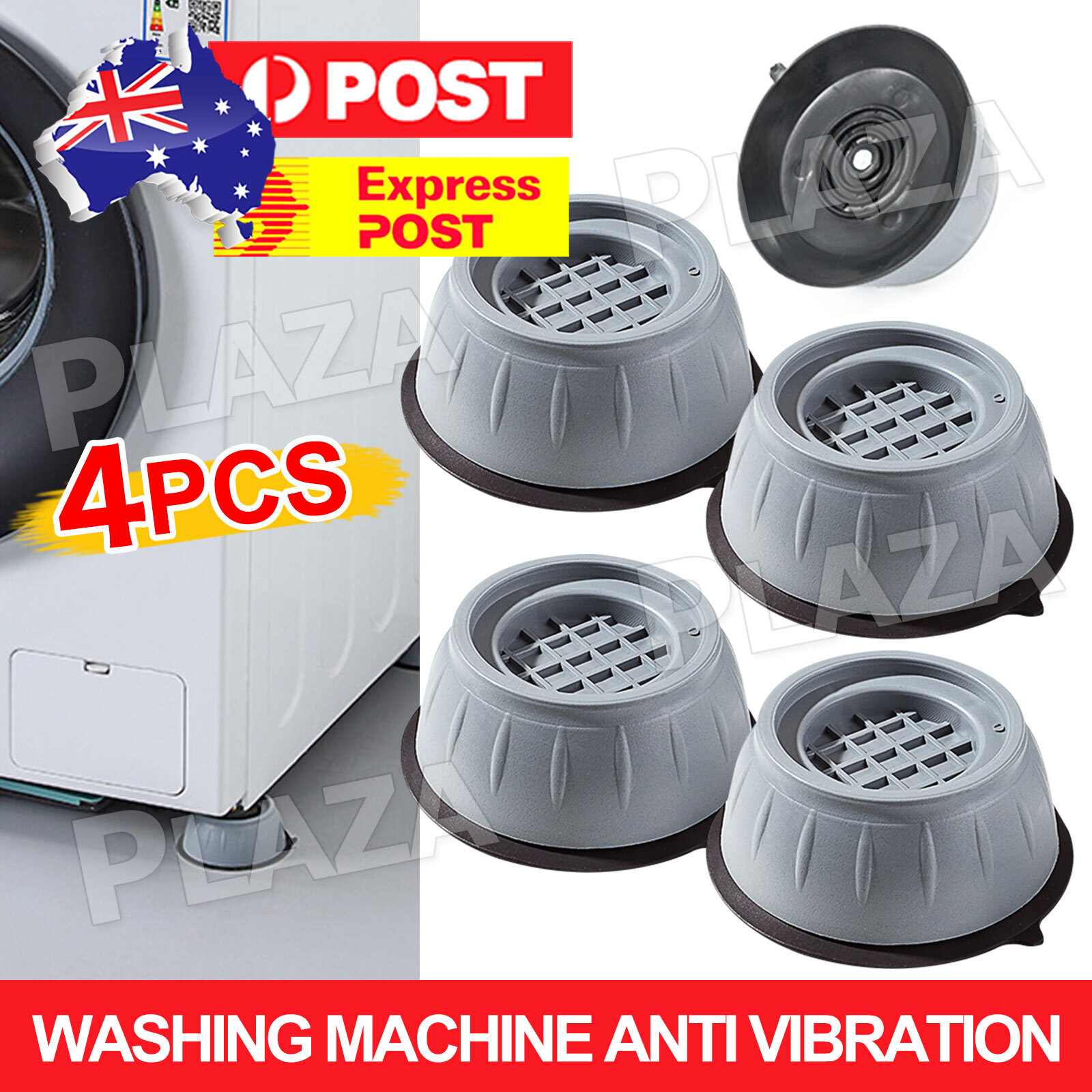 4PCS Washing Machine Anti Vibration Pads Non-Slip Grey Black Floor 5.34x4x8.8cm