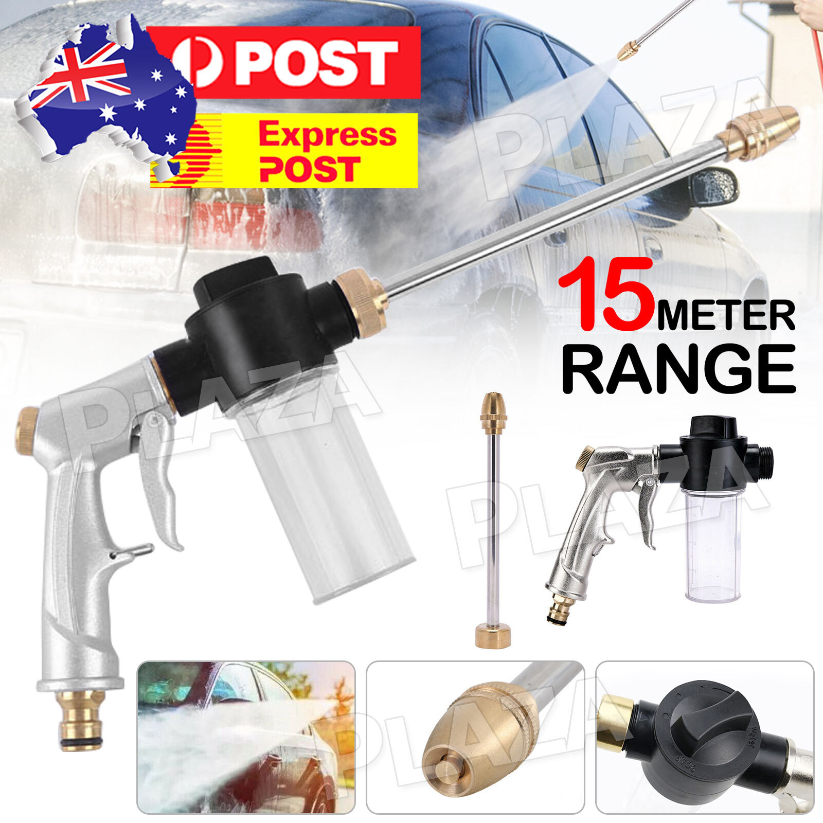 High Pressure Car Wash Foam Gun 100ML Silver Garden Hose Nozzle Water Sprayer