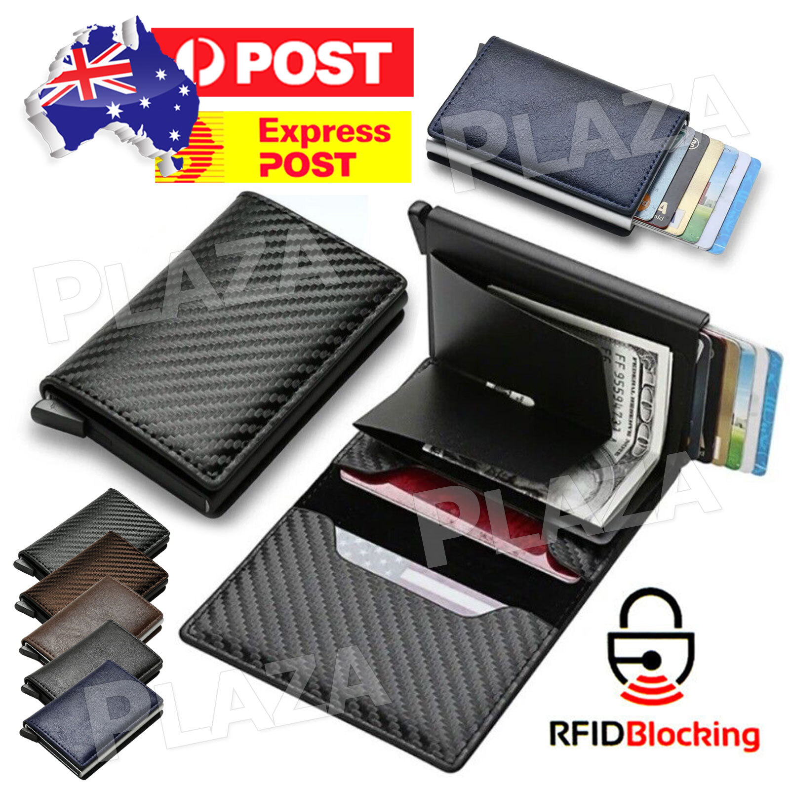 Men RFID Blocking Wallet Aluminium Pop-up Credit Card ID Holder 10x6.5x1.5CM
