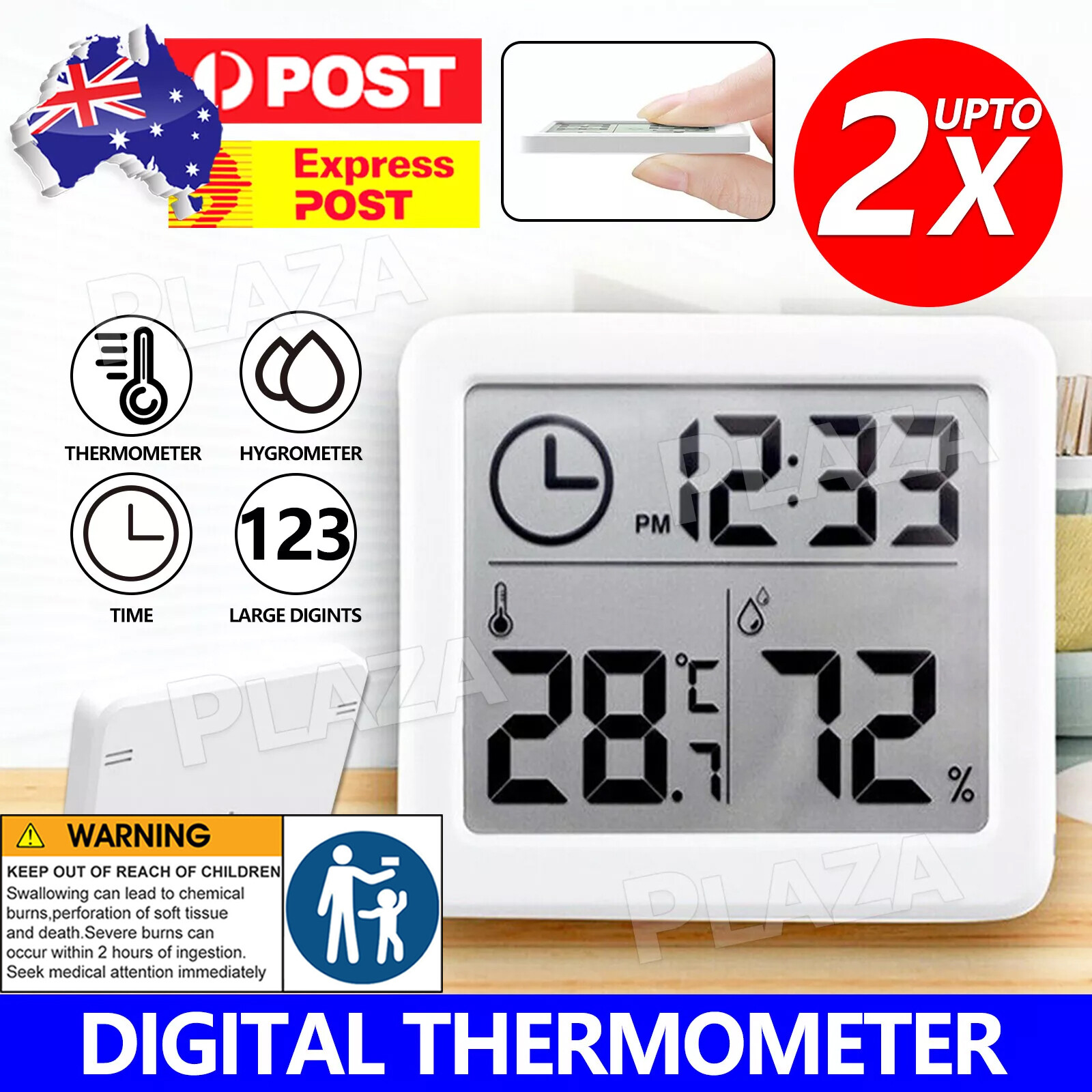 2X Digital Indoor Thermometer Hygrometer Humidity Meter Temperature Display