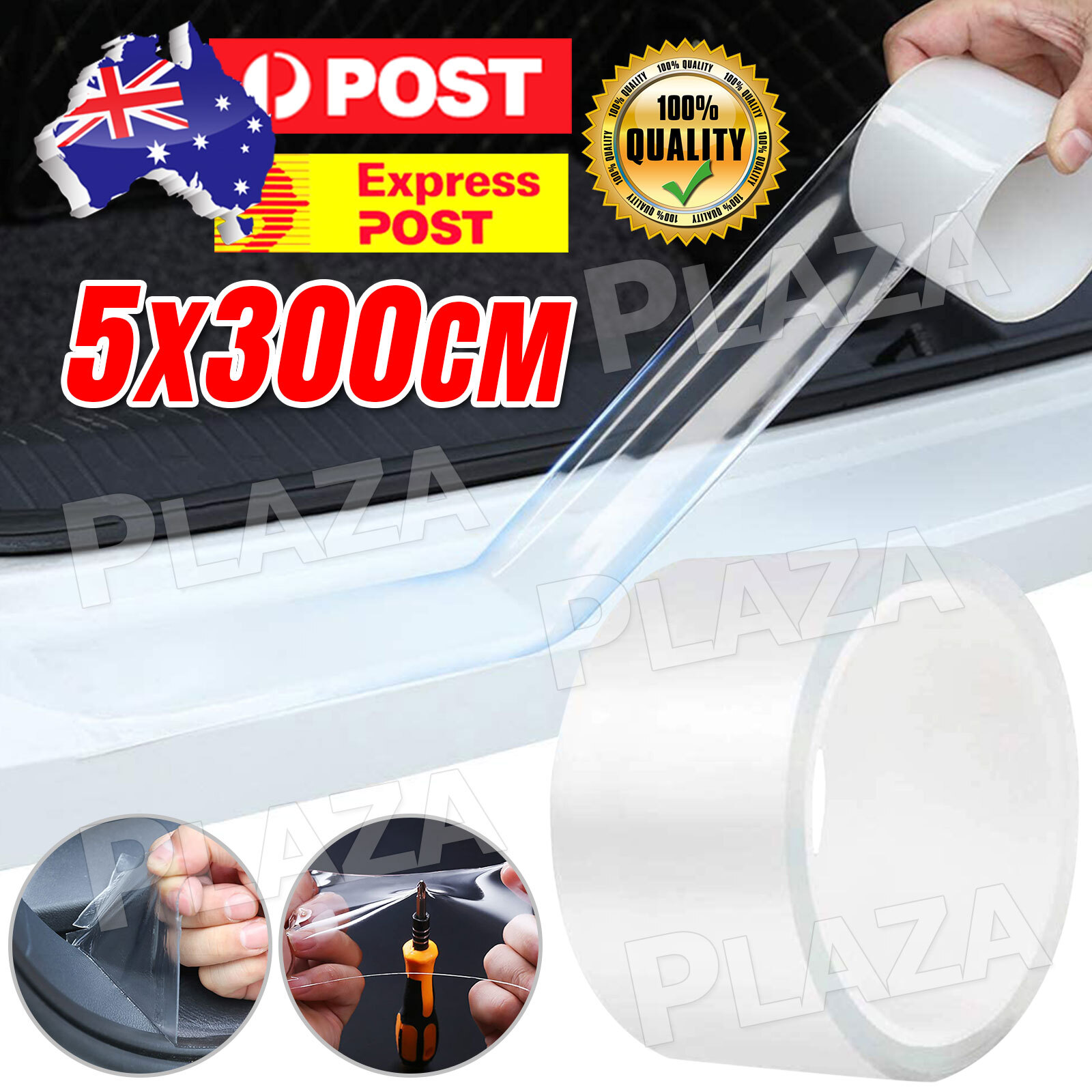 3D Carbon Fiber Vinyl Car Door Sill Protector Clear Water-resistant 5cmx300cm