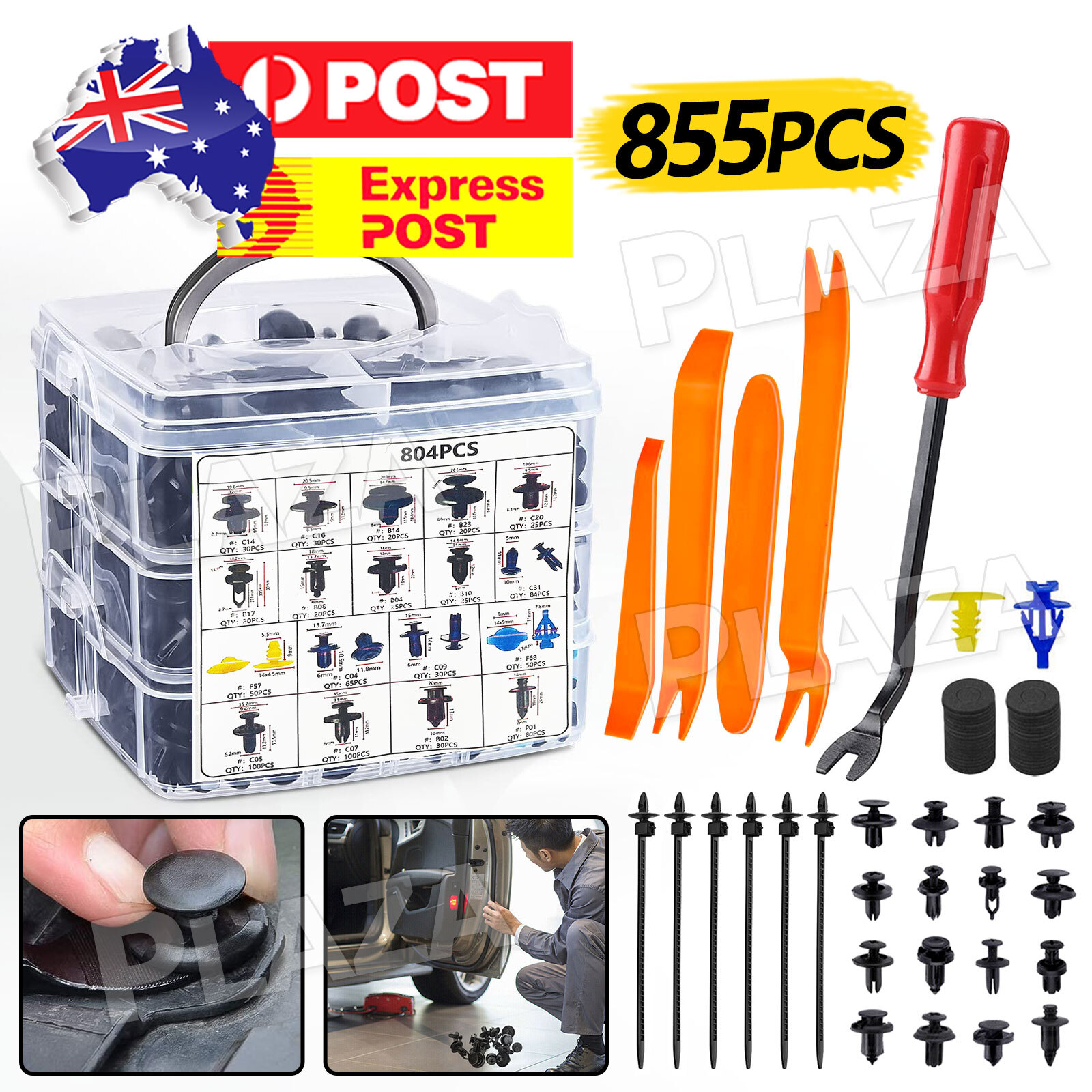 855 PCS Car Body Trim Clips Set 804PCS 18 kinds PVC Bumper Panel Fastener Kit