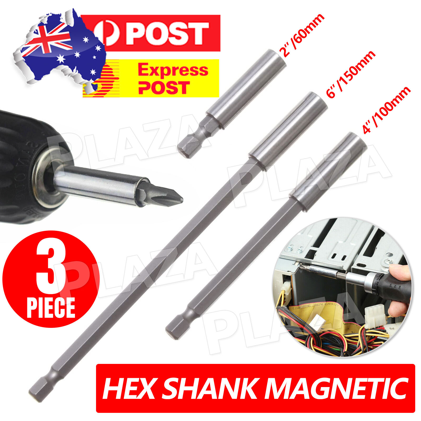 3PCS Hex Shank Magnetic Screwdriver Extension Socket Drill Bit Holder 1/4 6.35mm