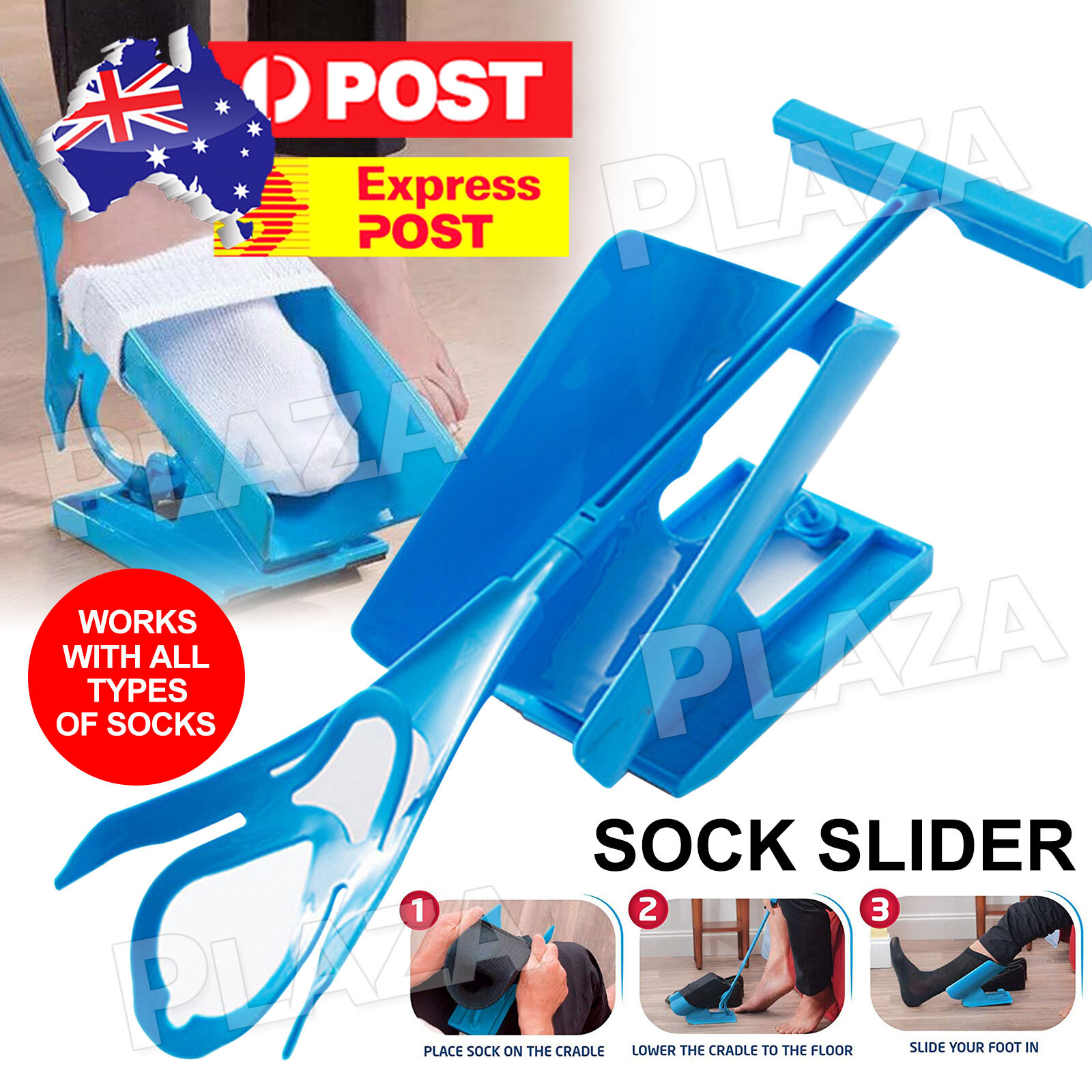 Sock Slider Dressing Aid Blue Easy On Off Shoes NO BENDING ONE HAND CORDLESS