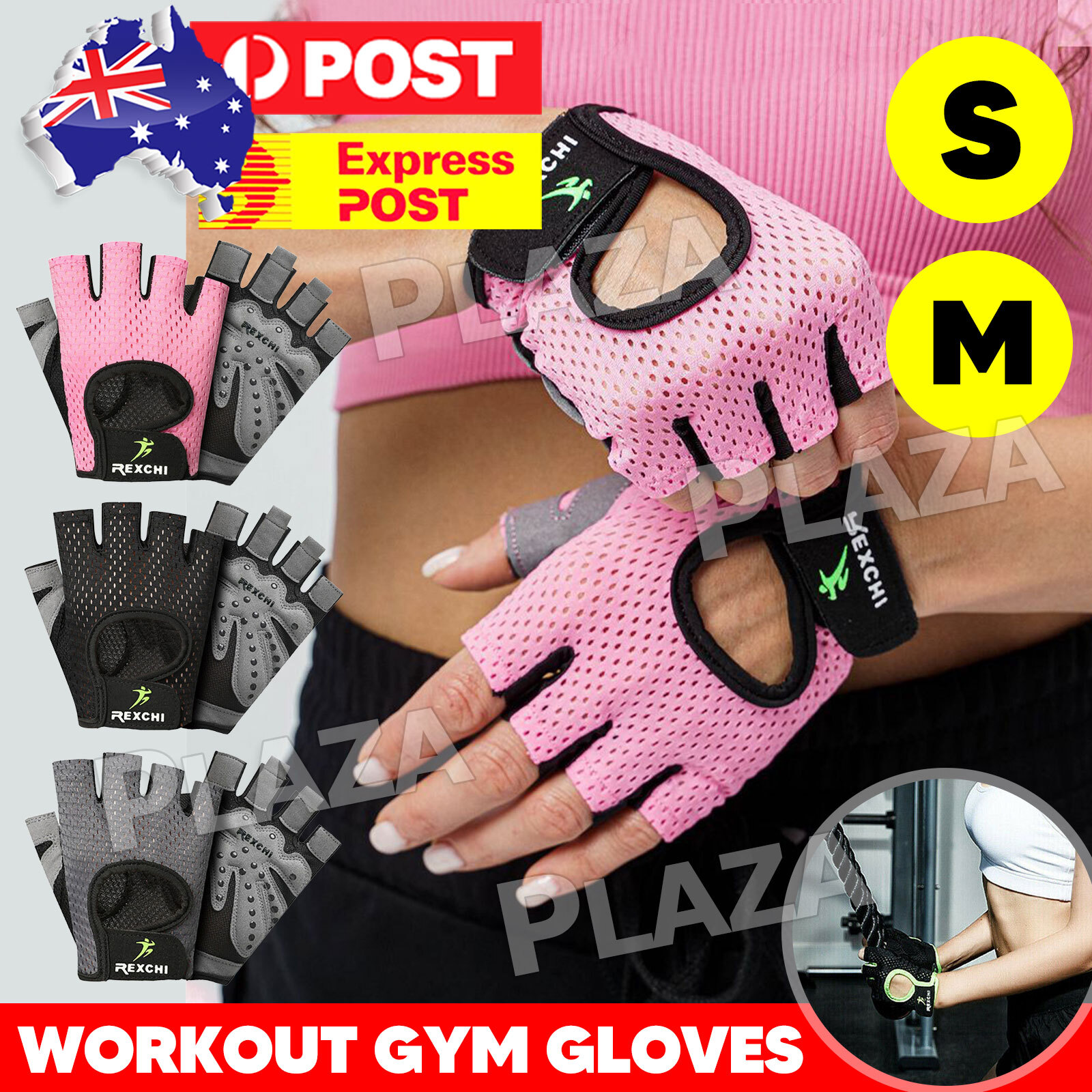 Weight Lifting Workout Gym Gloves Half-finger Black S/M Wrist Wrap Extra Padding