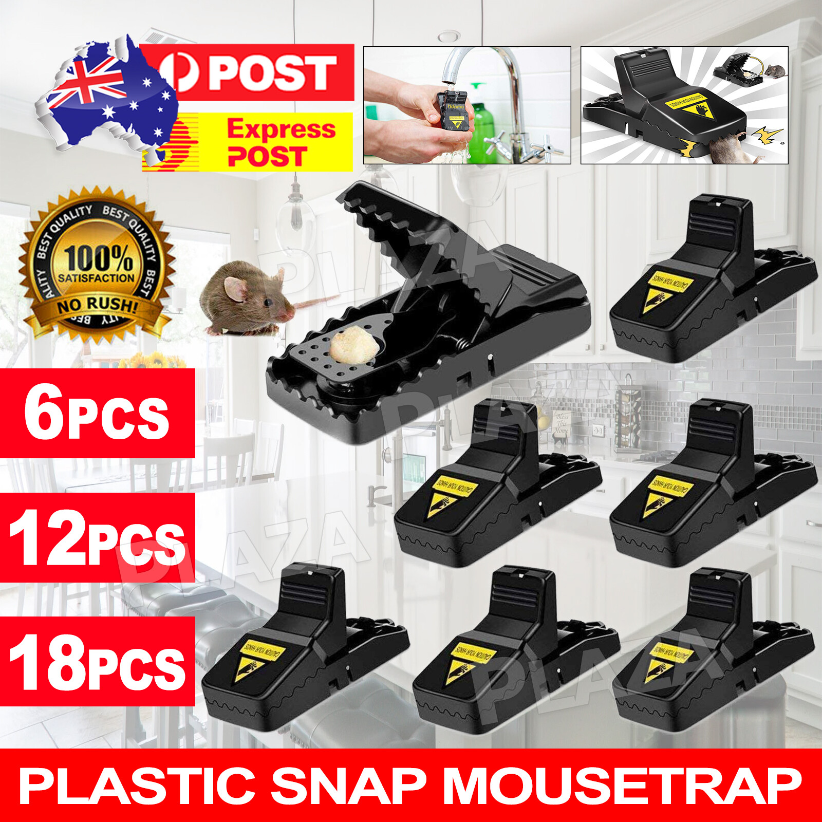 auplazaplace 6PCS Plastic Mousetrap Reusable Mouse Black 11CM Indoor Outdoor
