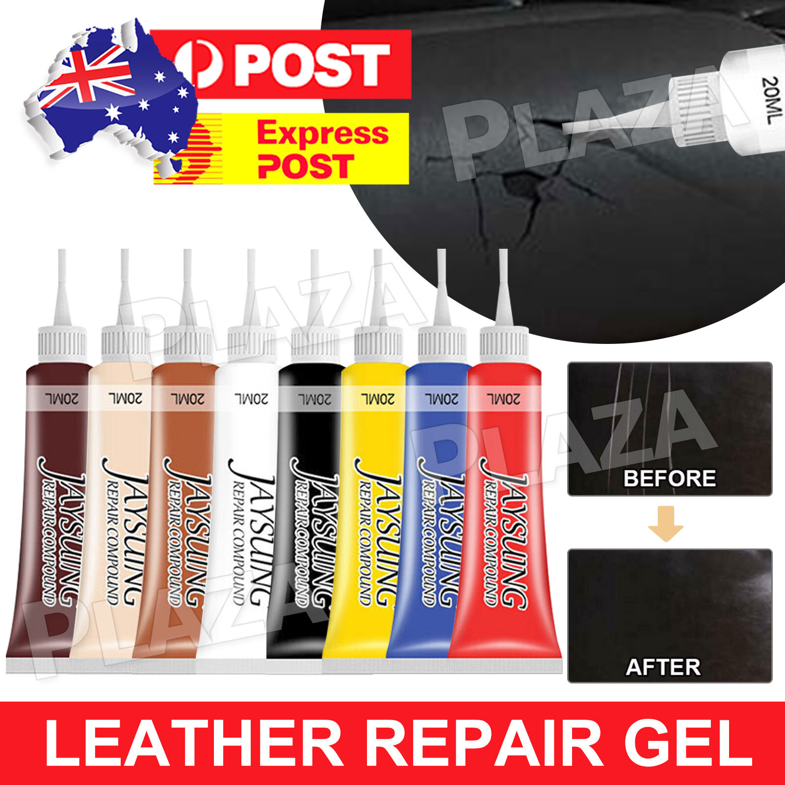 Advanced Leather Repair Gel Kit 20ML Black Seat Sofa Scratch Rips Holes vinyl