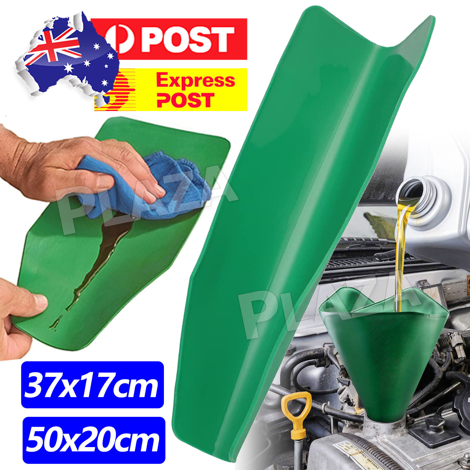 Flexible Engine Oil Draining Funnel Tool Green Leather Foldable Reuse Car