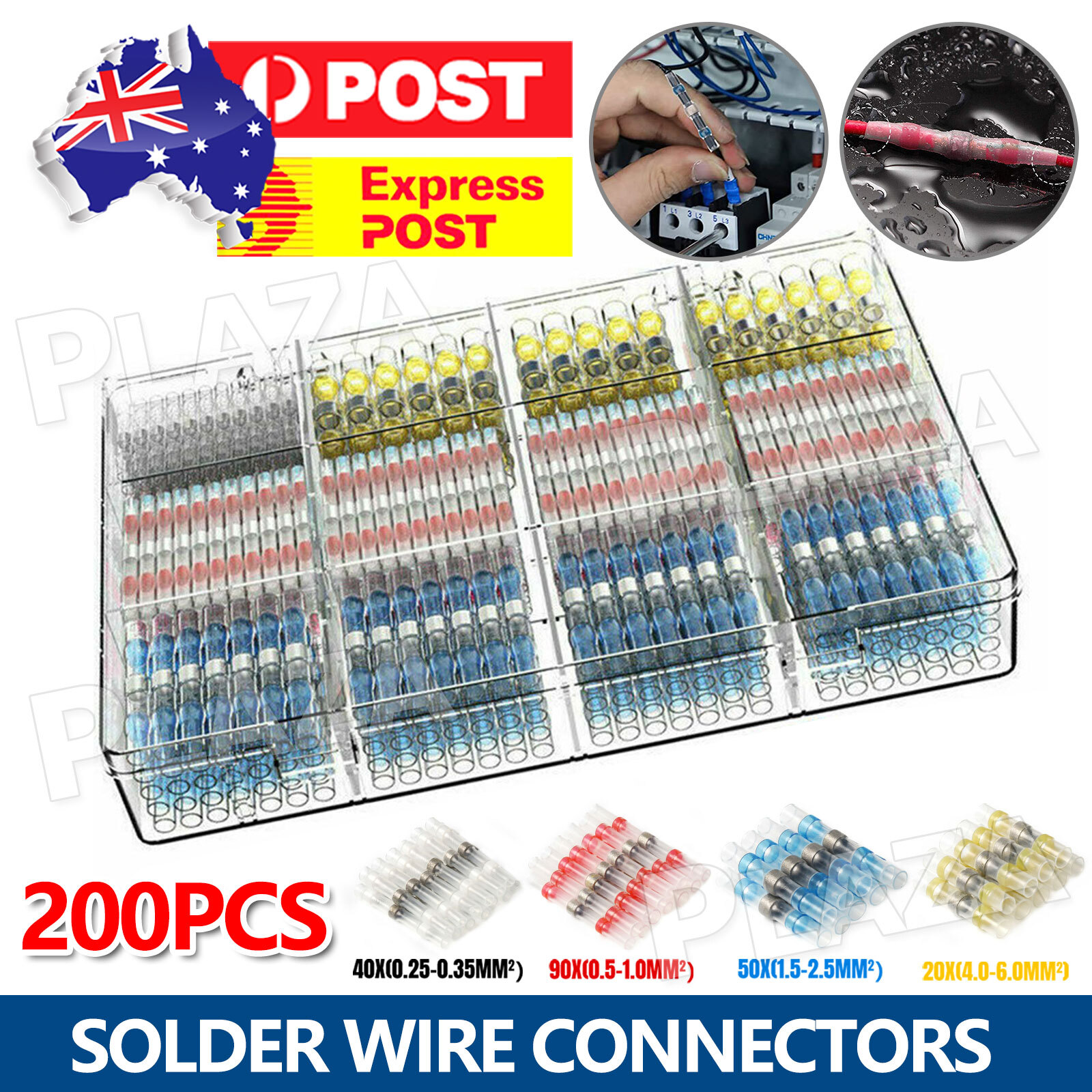 200PCS Waterproof Solder Wire Connectors Heat Shrink Seal Sleeve PE 22-18 AWG