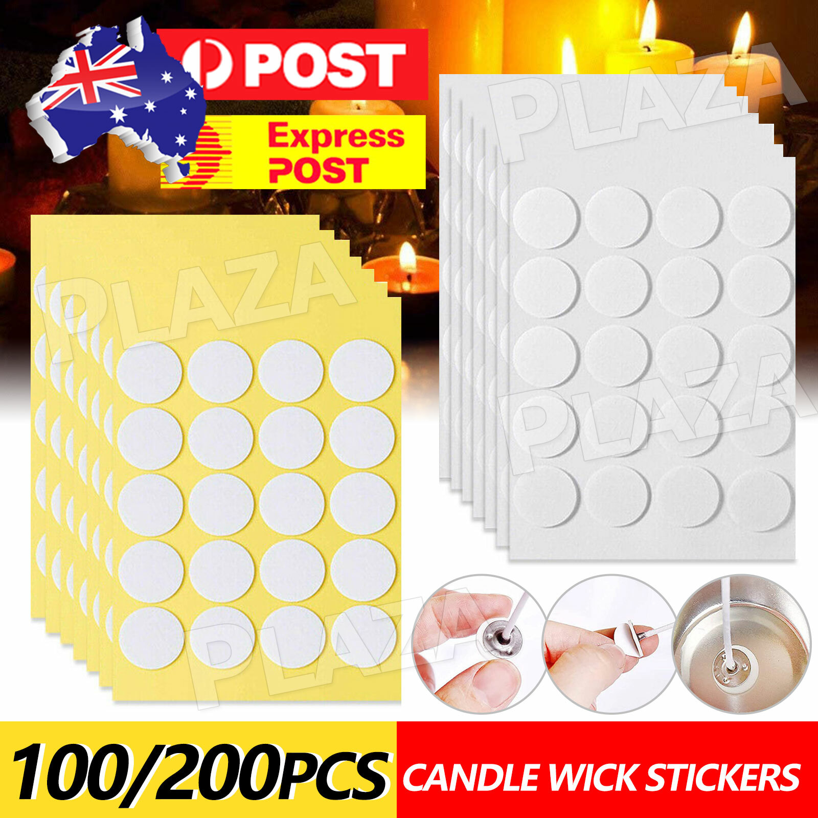 Candle Wick Stickers 100PCS 20mm Foam Double-sided Heat Resistance DIY White