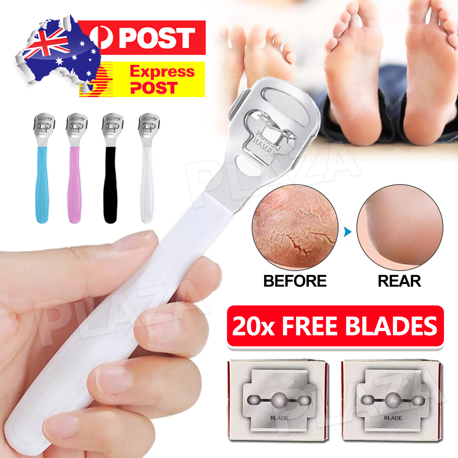 Stainless Steel Callus Foot File Hard Skin Remover Pedicure Cutter 20 Blades