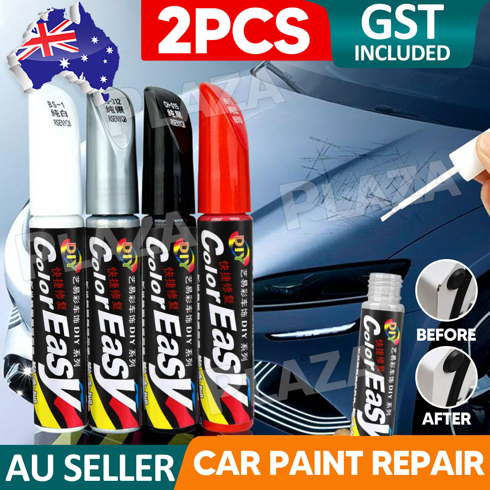 Car Auto Paint Repair Pens 2pcs 12ml Black White Red Silver Scratch Remover