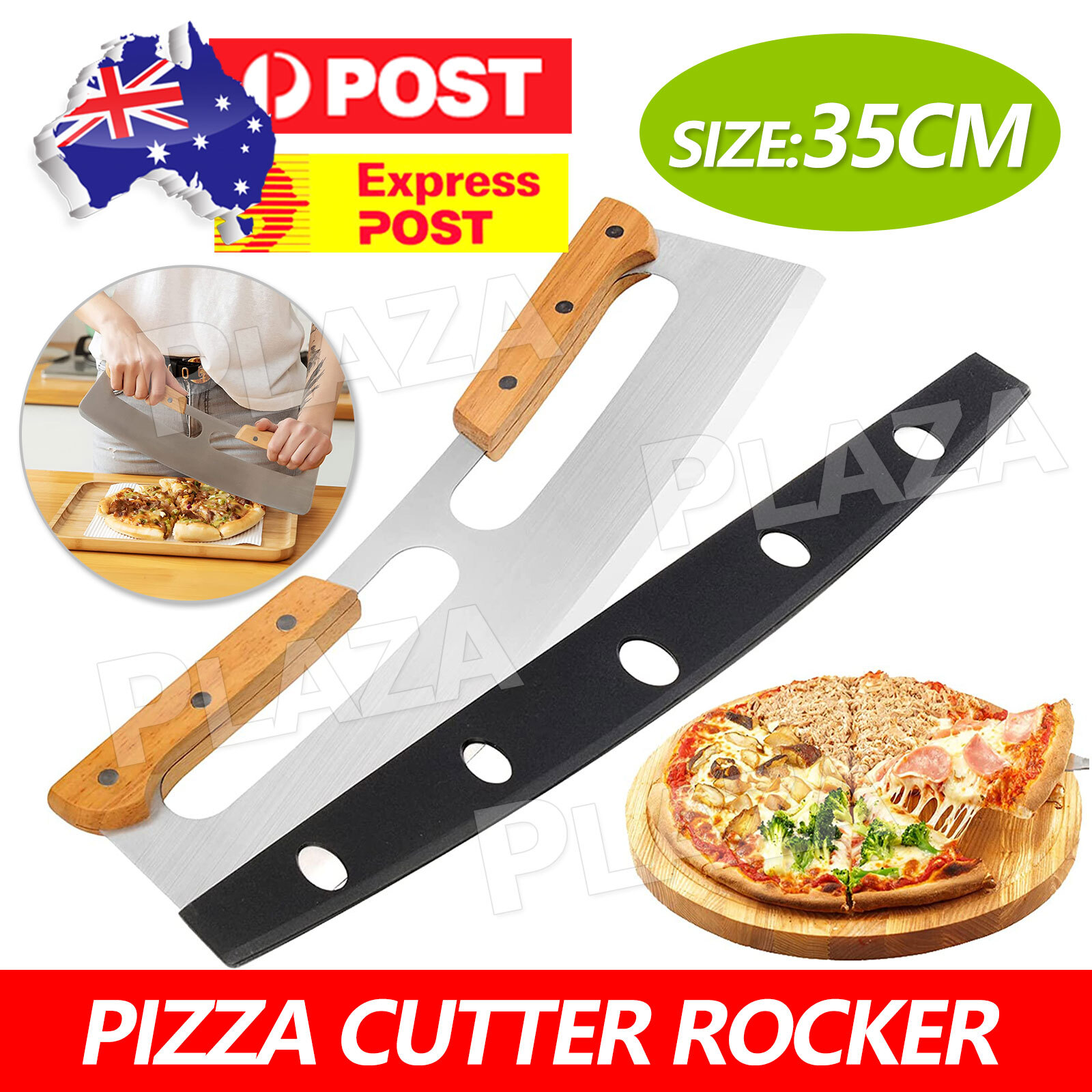 Pizza Cutter Rocker Blade Slicer 35CM Stainless Steel 2pcs Protective Cover