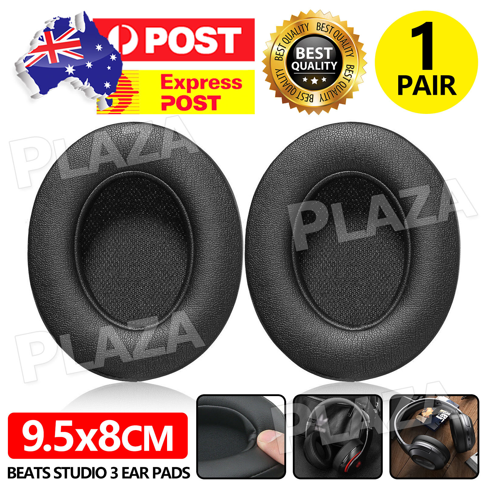 Beats by Dr. Dre Studio 2.0 3.0 Replacement Ear Pads Black Artificial Leather
