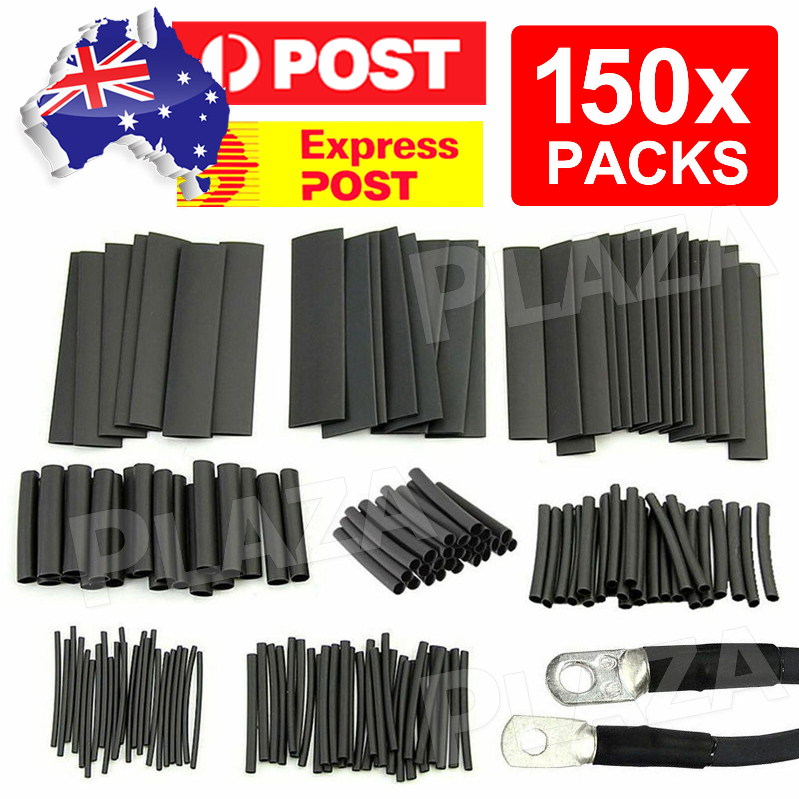 150PCS Black Heat Shrink Tubes PE 2 1 70 110 2.0mm 2.5mm 3.5mm 5.0mm 6.0mm Kit
