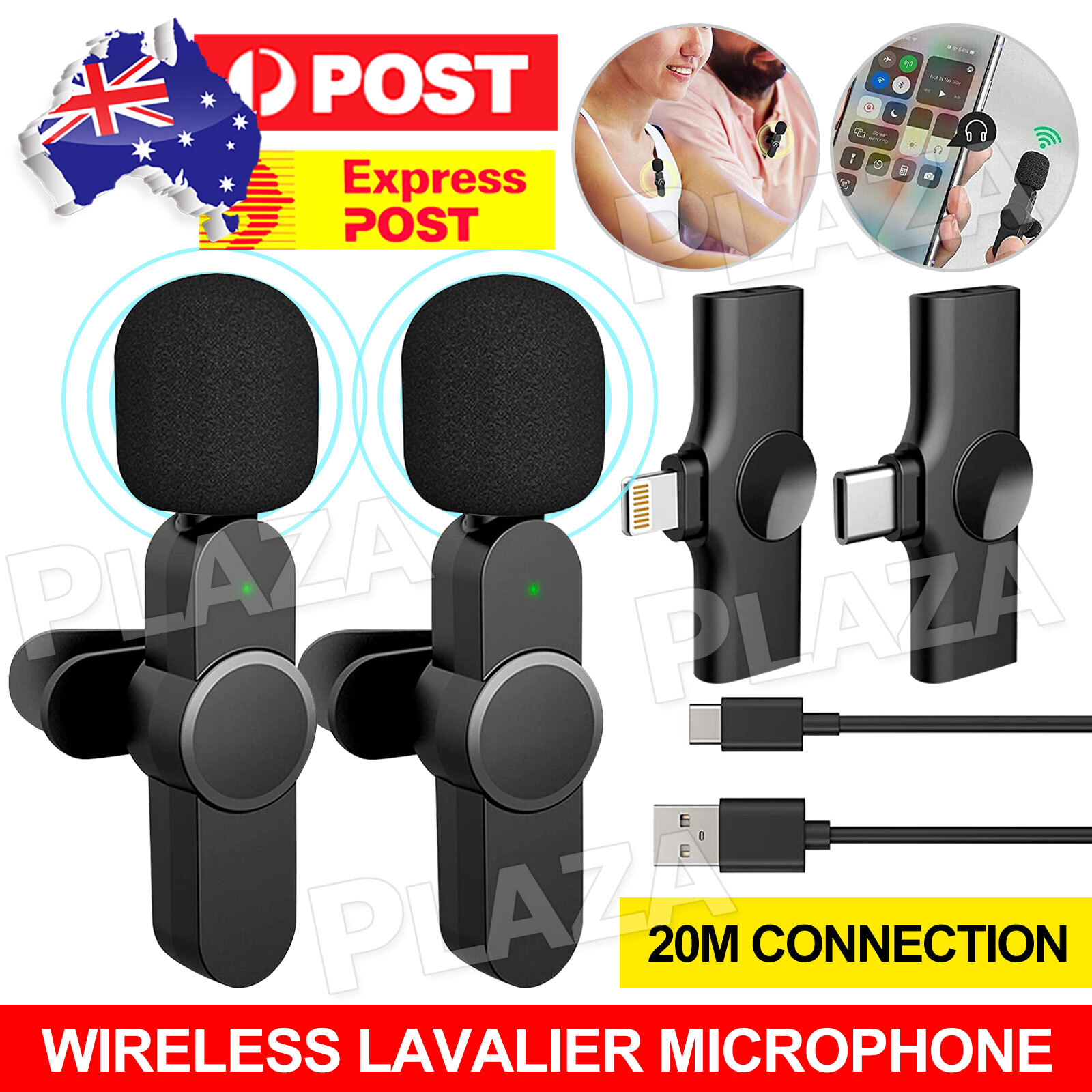 Wireless Lavalier Microphone Type-C iPhone Android Vlog Stereo Noise Reduction