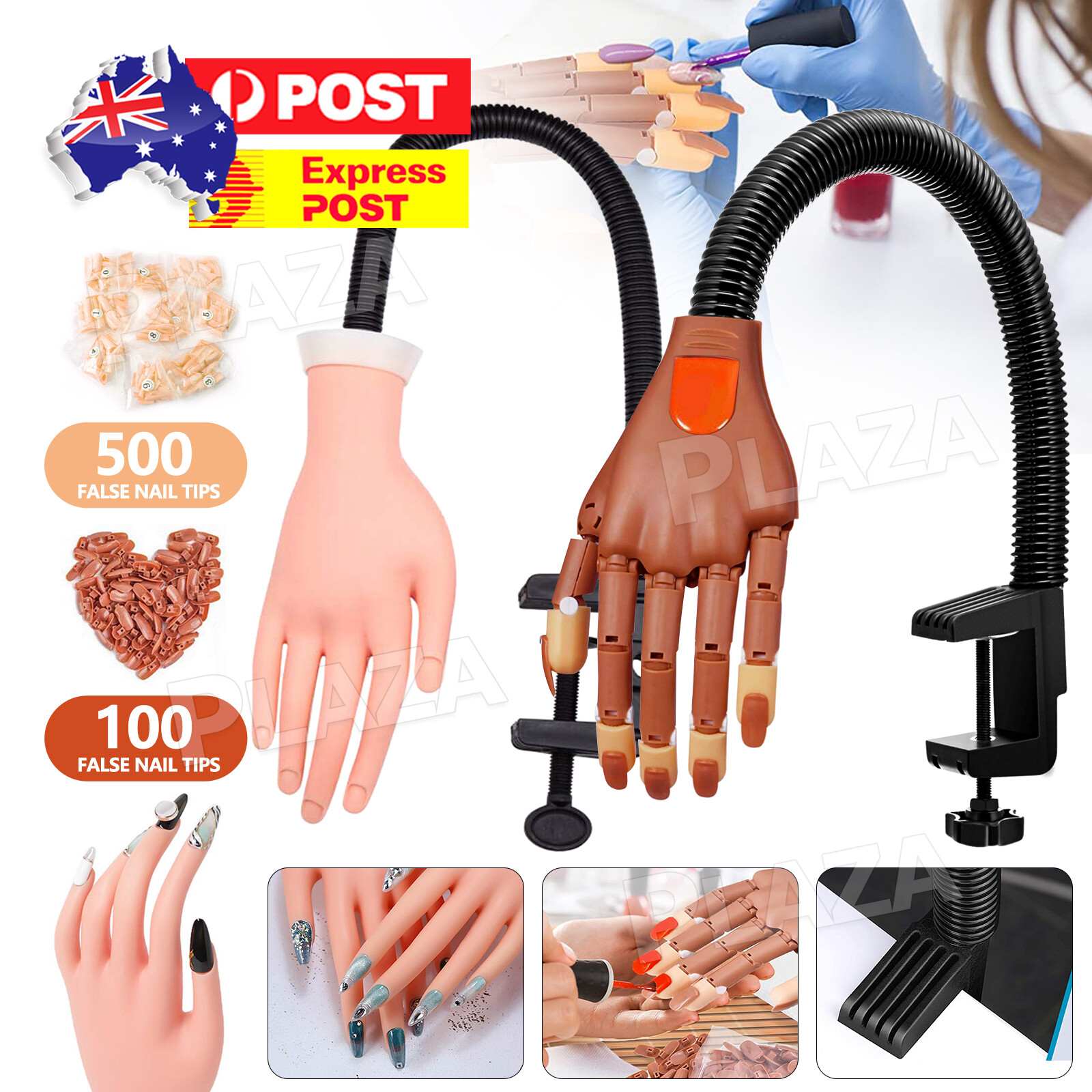 Nail Art Practice Training Hand Mechanical Style 100 False Tips Flexible durable