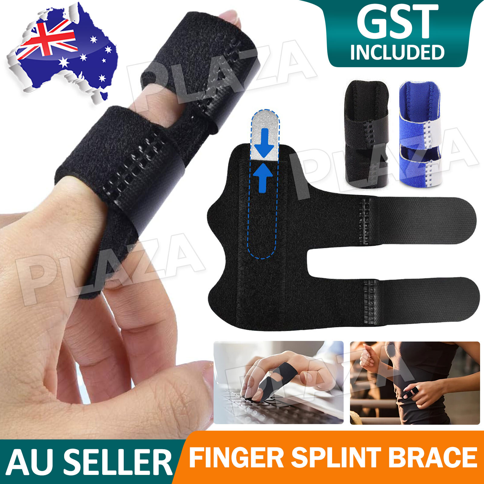 Adjustable Finger Corrector Splint Trigger Finger Brace One Size Black Reusable