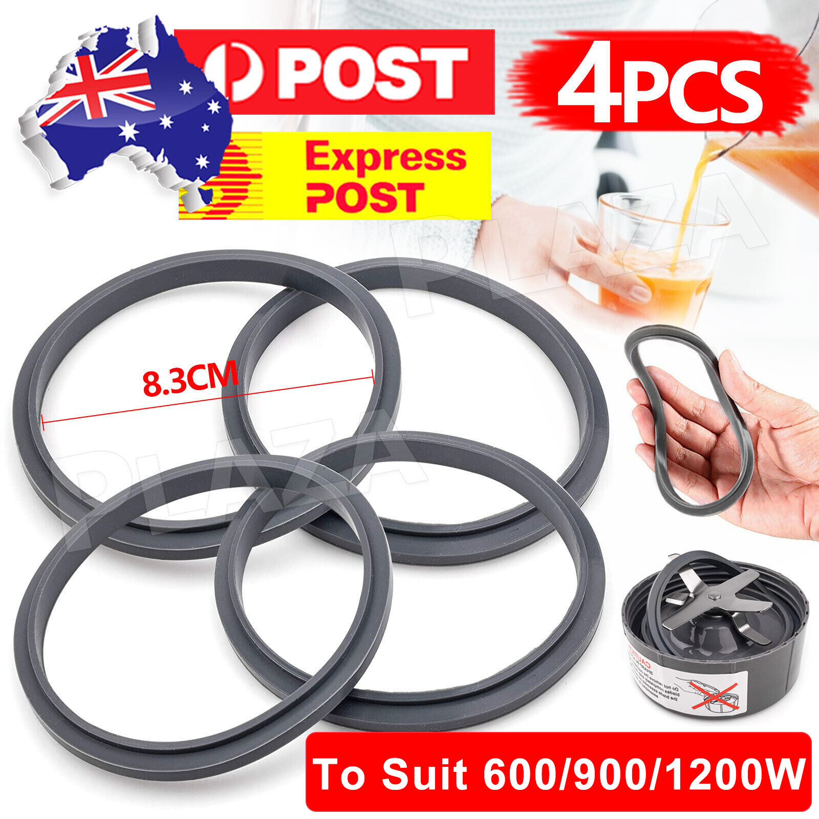 4X Nutribullet Grey Gasket Rubber Seal Ring 600W 900W 1200W Blade&Cups 90mm
