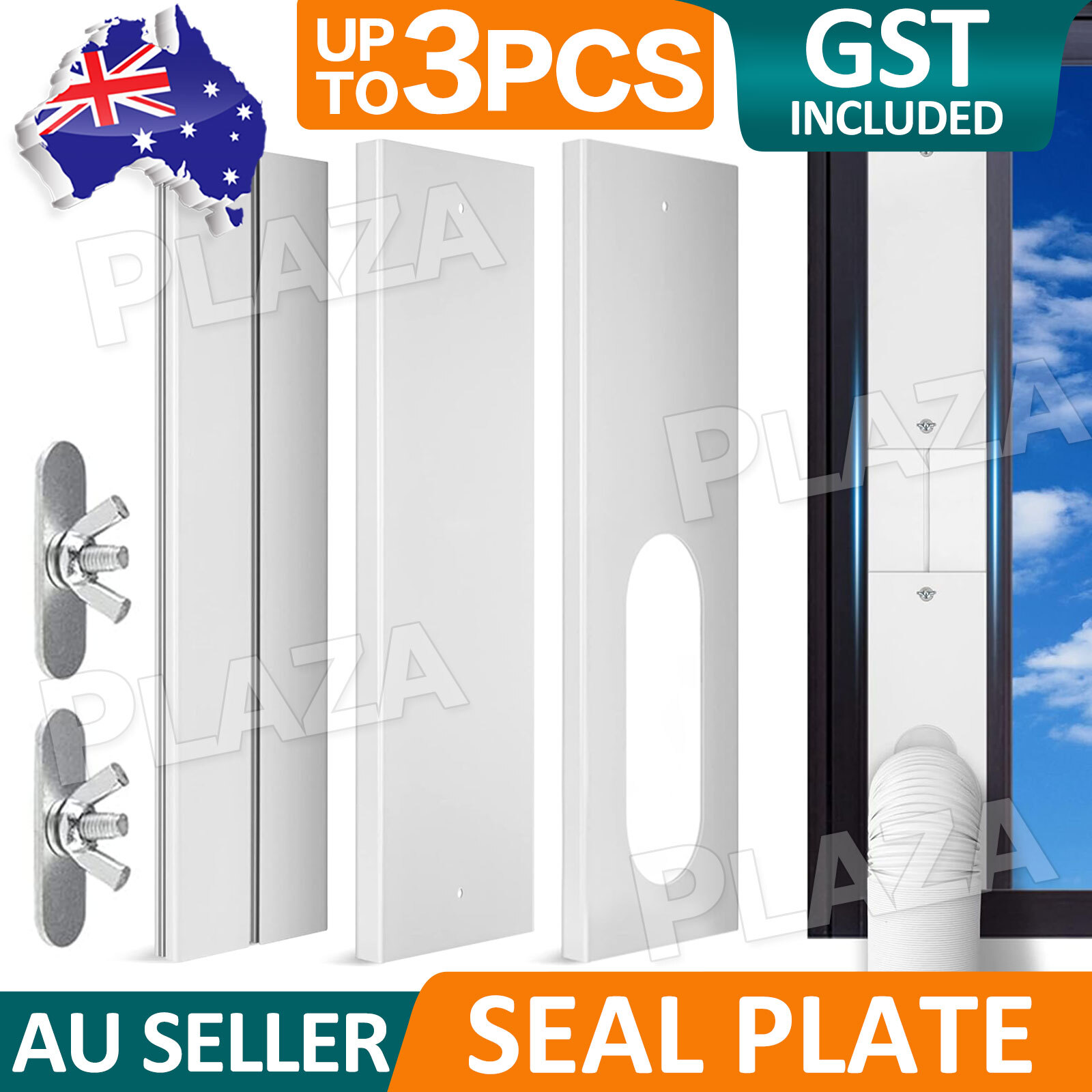Portable Air Conditioner Window Seal Plate Kit White Plastic 2 Plate Length 55cm